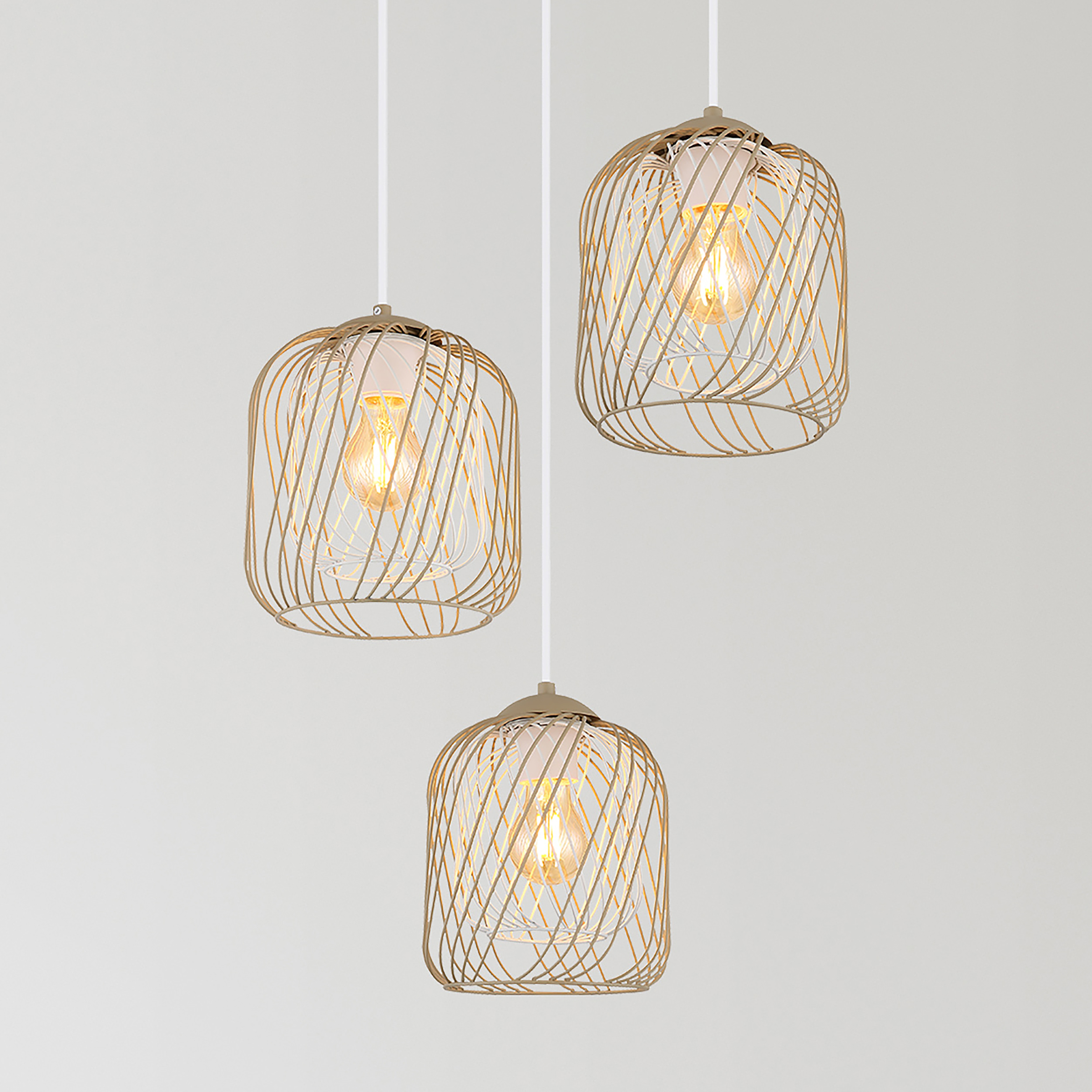 3-light Dichti Type B Pendant Light Iron Beige
