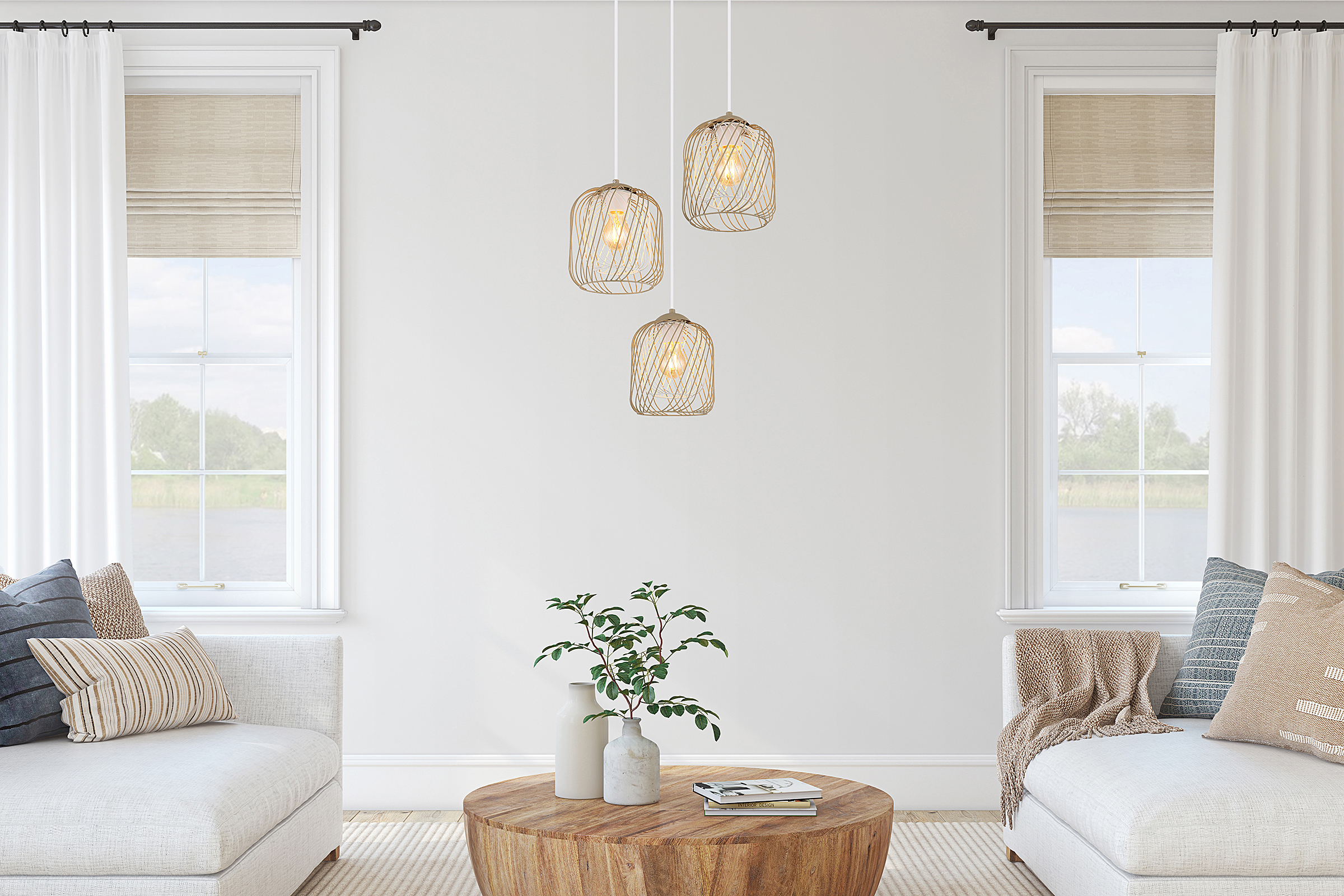 3-light Dichti Type B Pendant Light Iron Beige