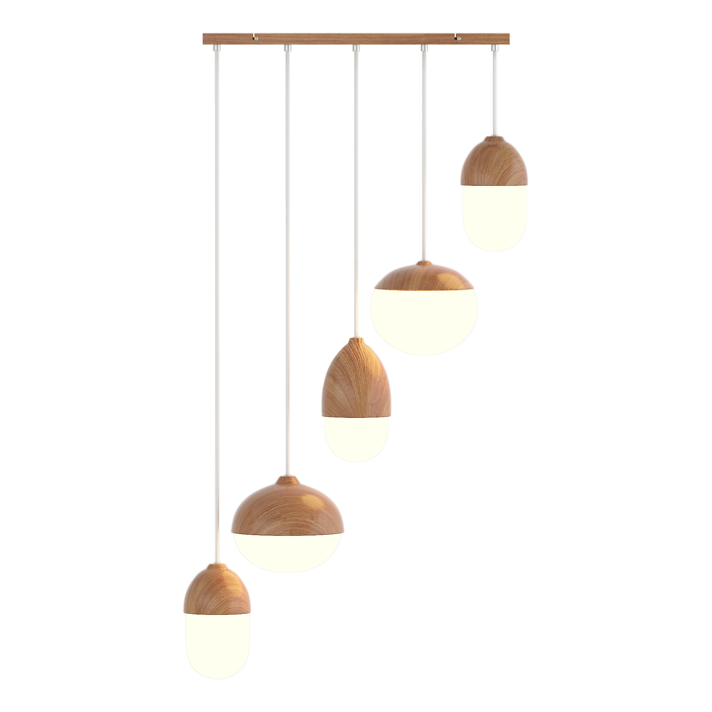 5-Light Pendant Light MENTY Type C Opal Glass Iron