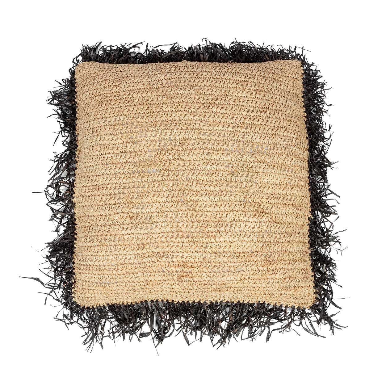 Die Raffia Kissenhülle Natur Schwarz 60x60cm