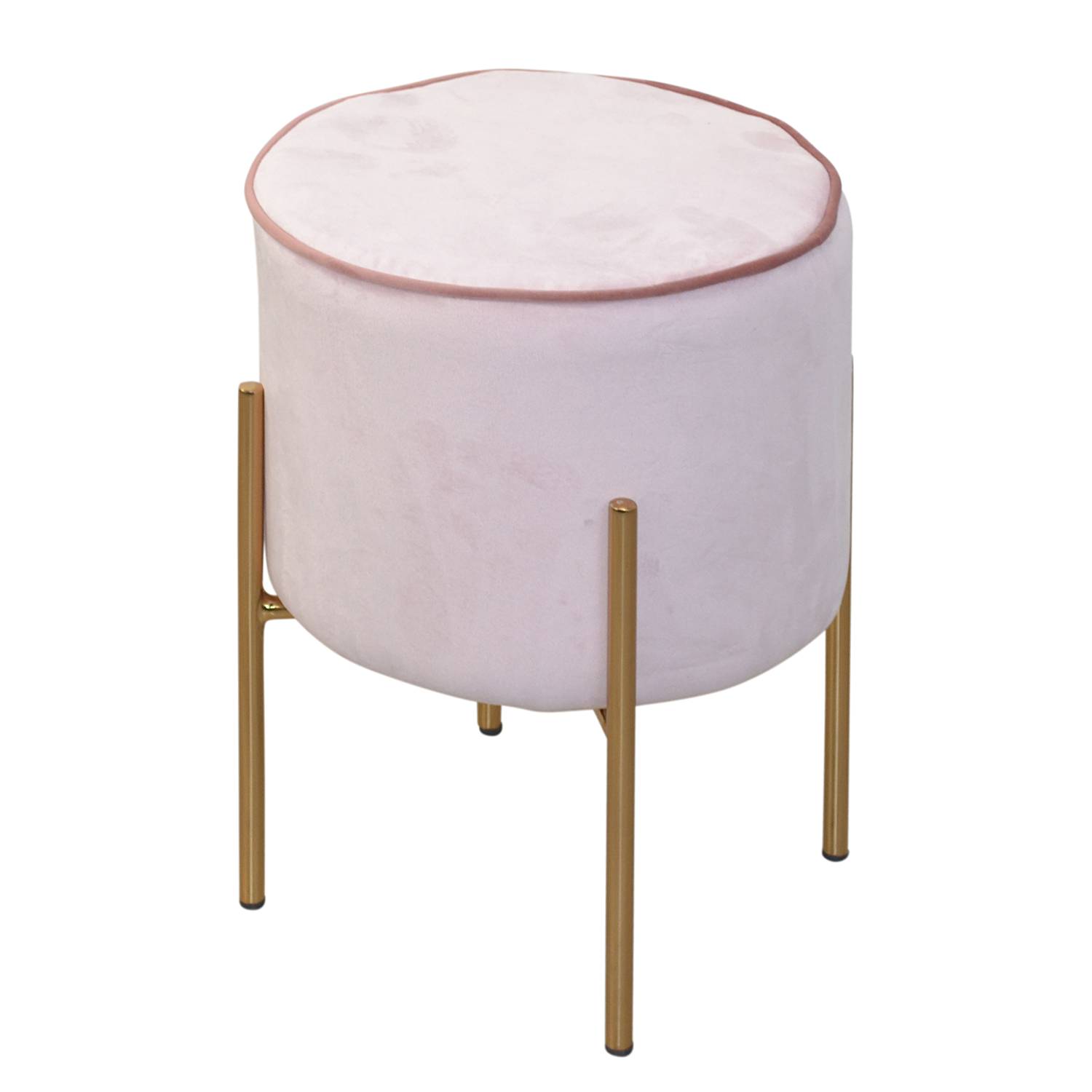 Upholstered stool East birch steel velvet pink