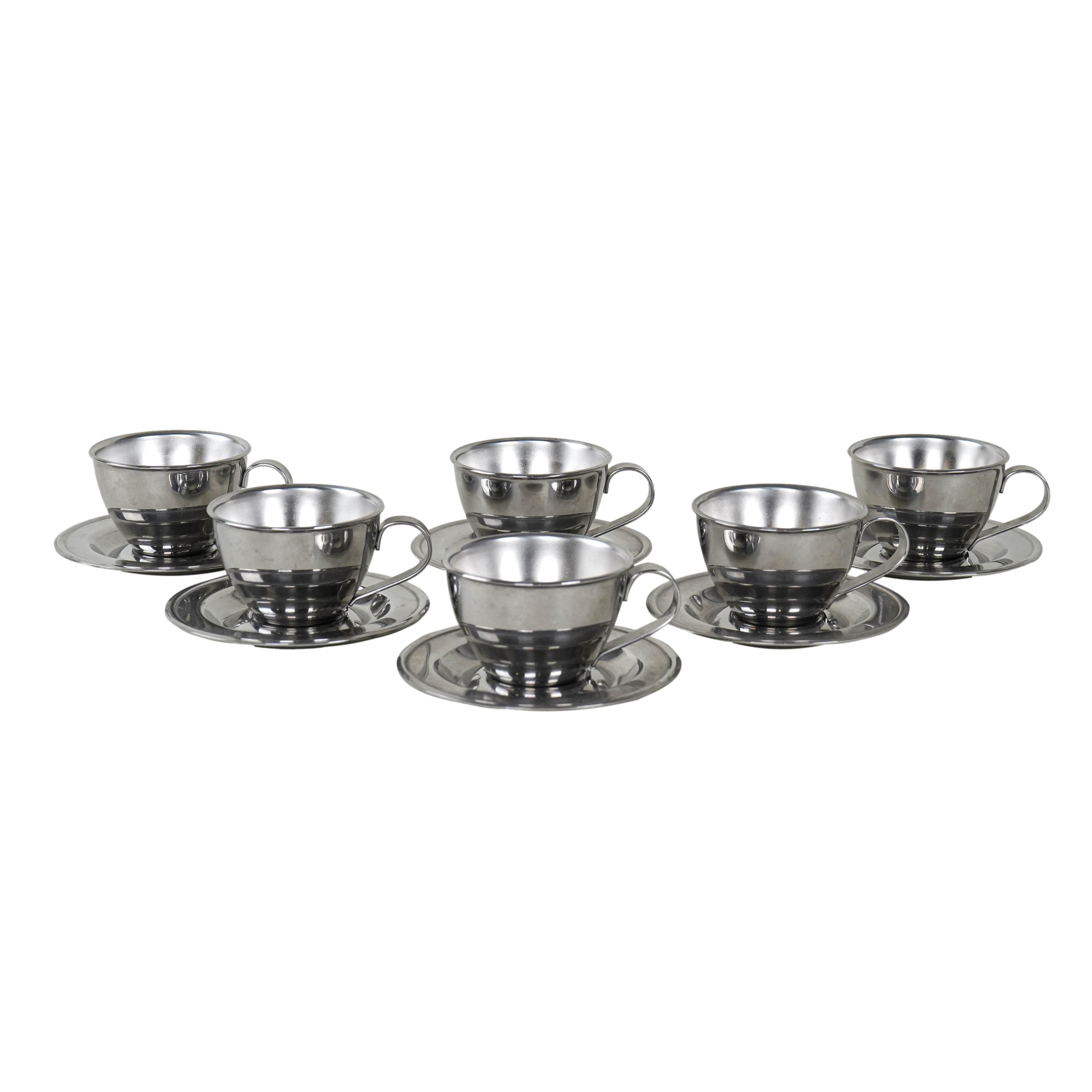 Set di bicchieri in acciaio inossidabile argento anni '80