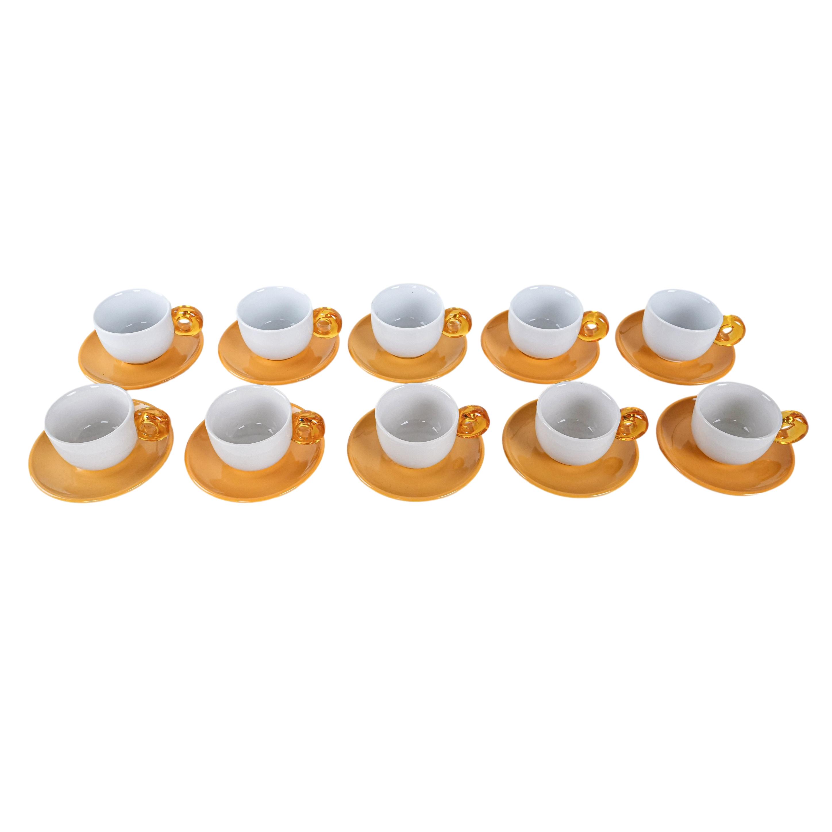 Porcelain cup set Gold White 1970s