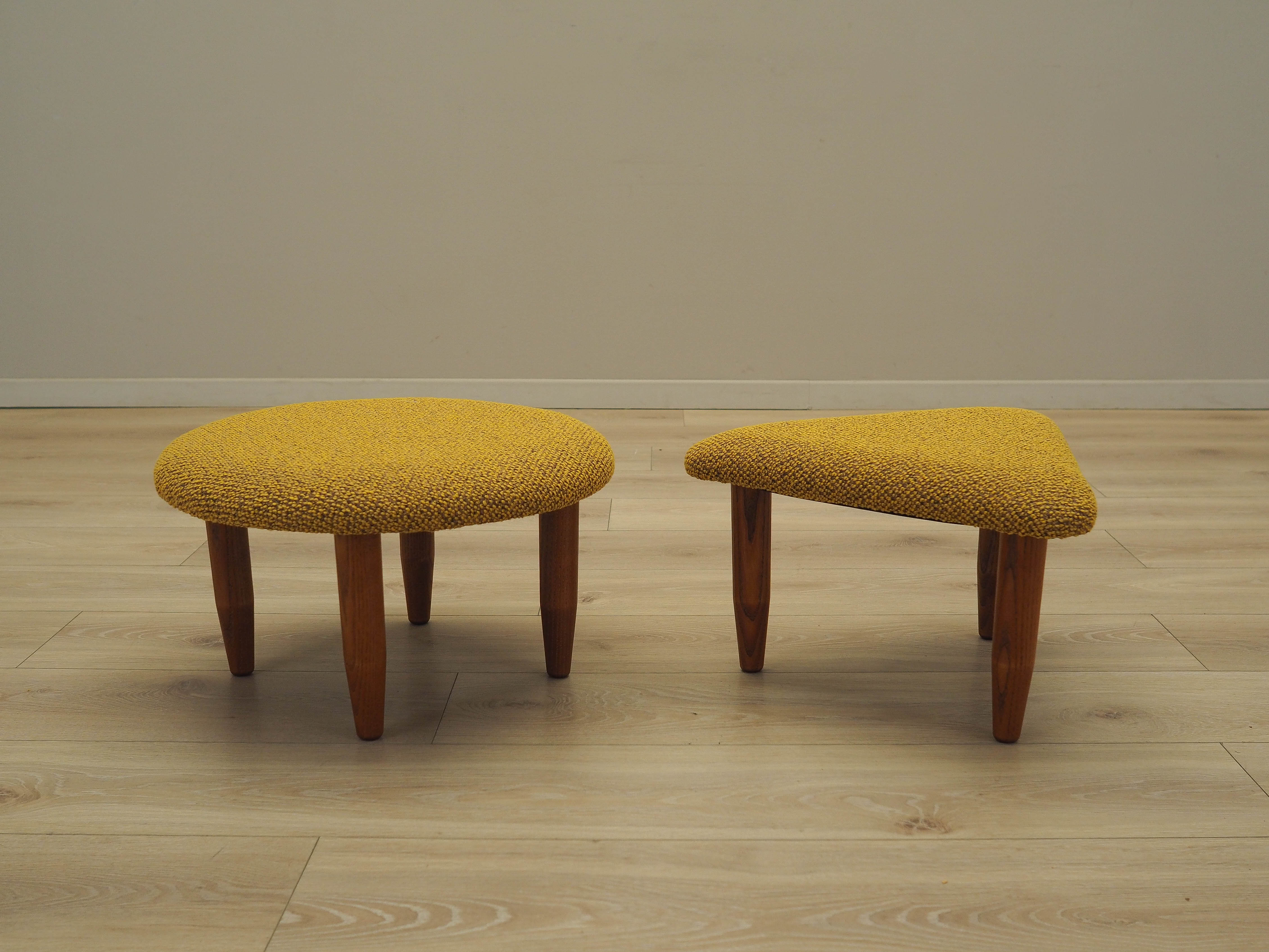 2-Teilig Hocker-Set Braun Senfgelb 1990er Jahre