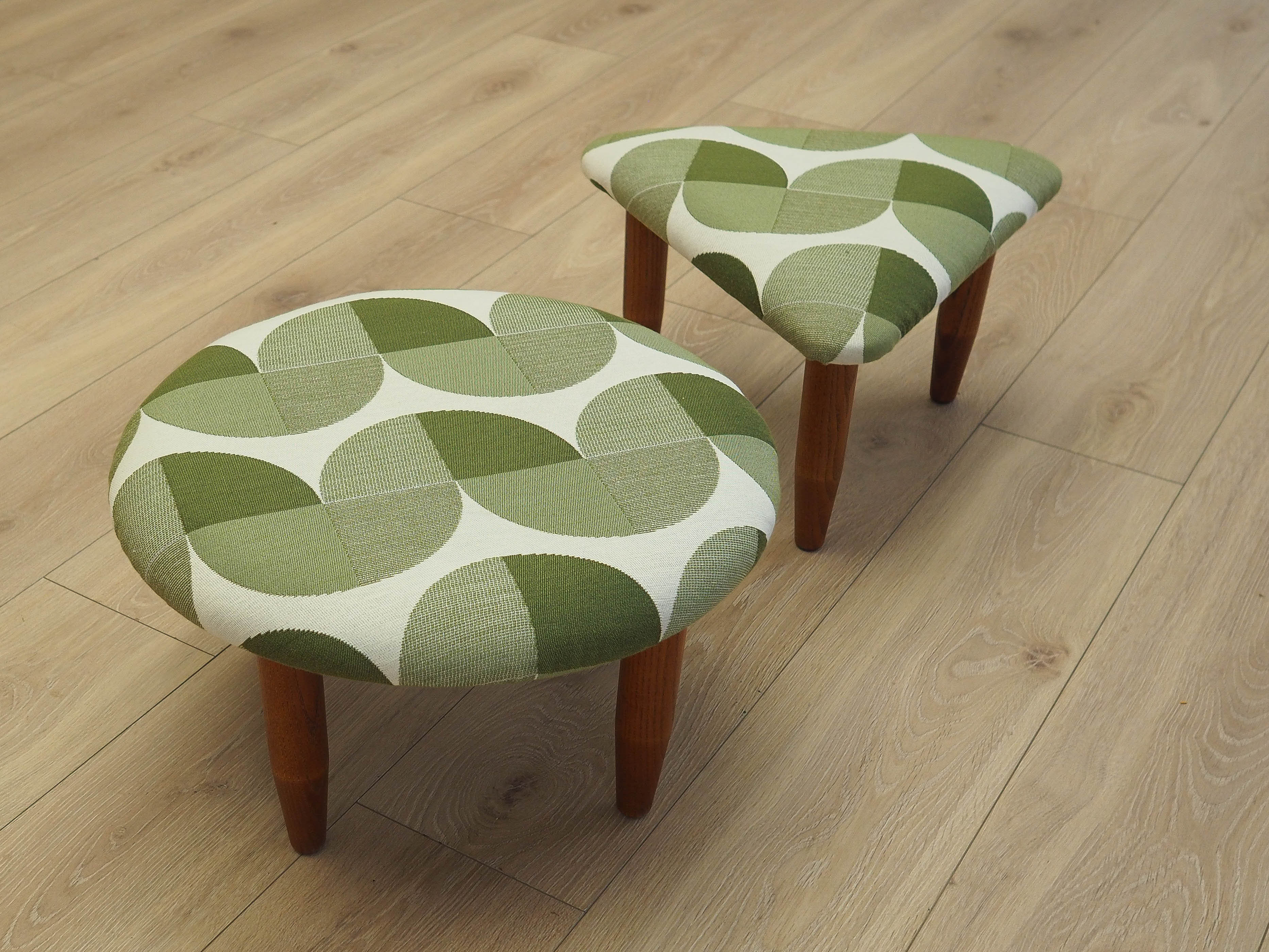 2-Teilig Hocker-Set Braun Grün 1990er Jahre