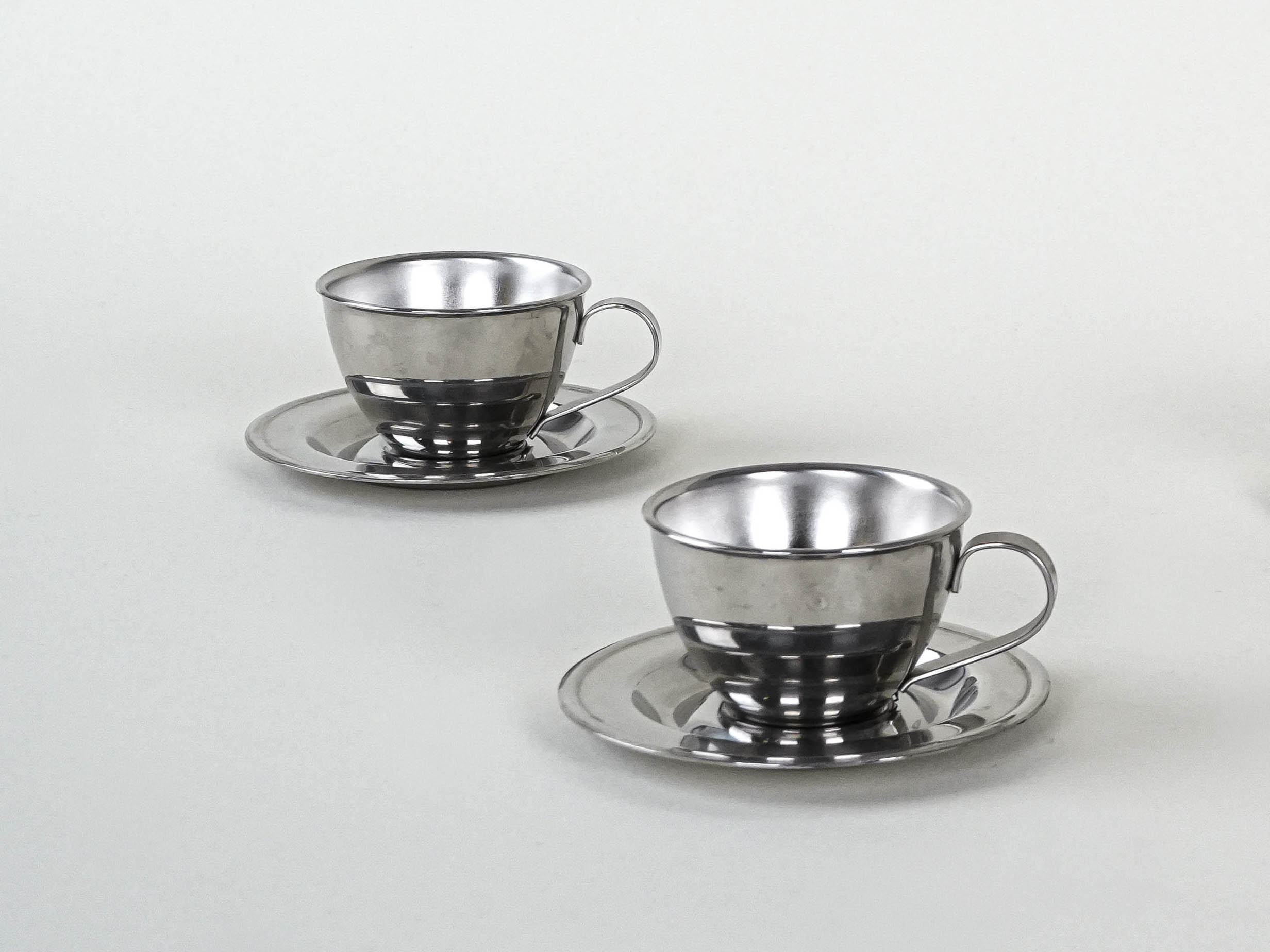 Stainless steel mug set Silver 1980s