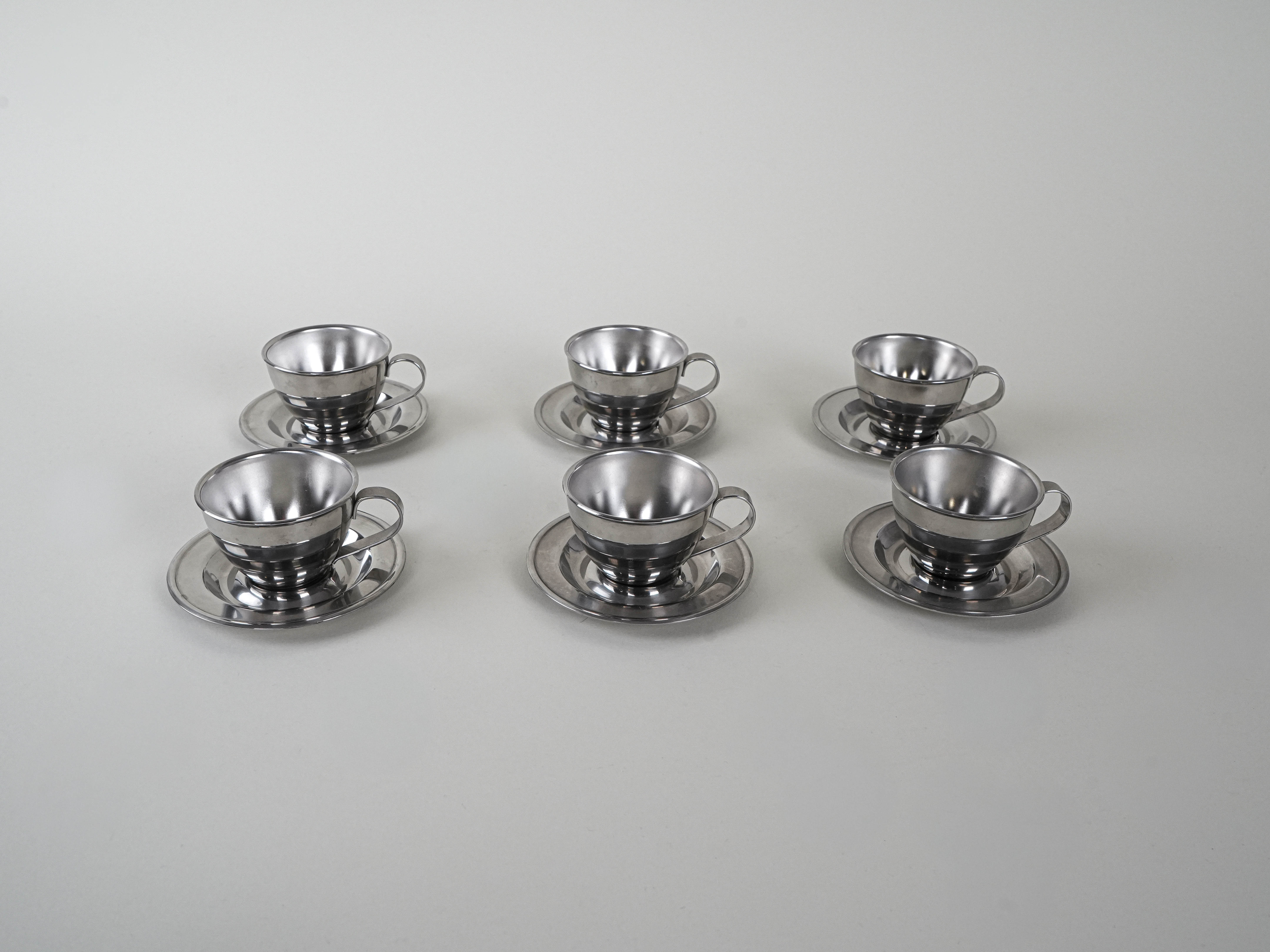 Stainless steel mug set Silver 1980s