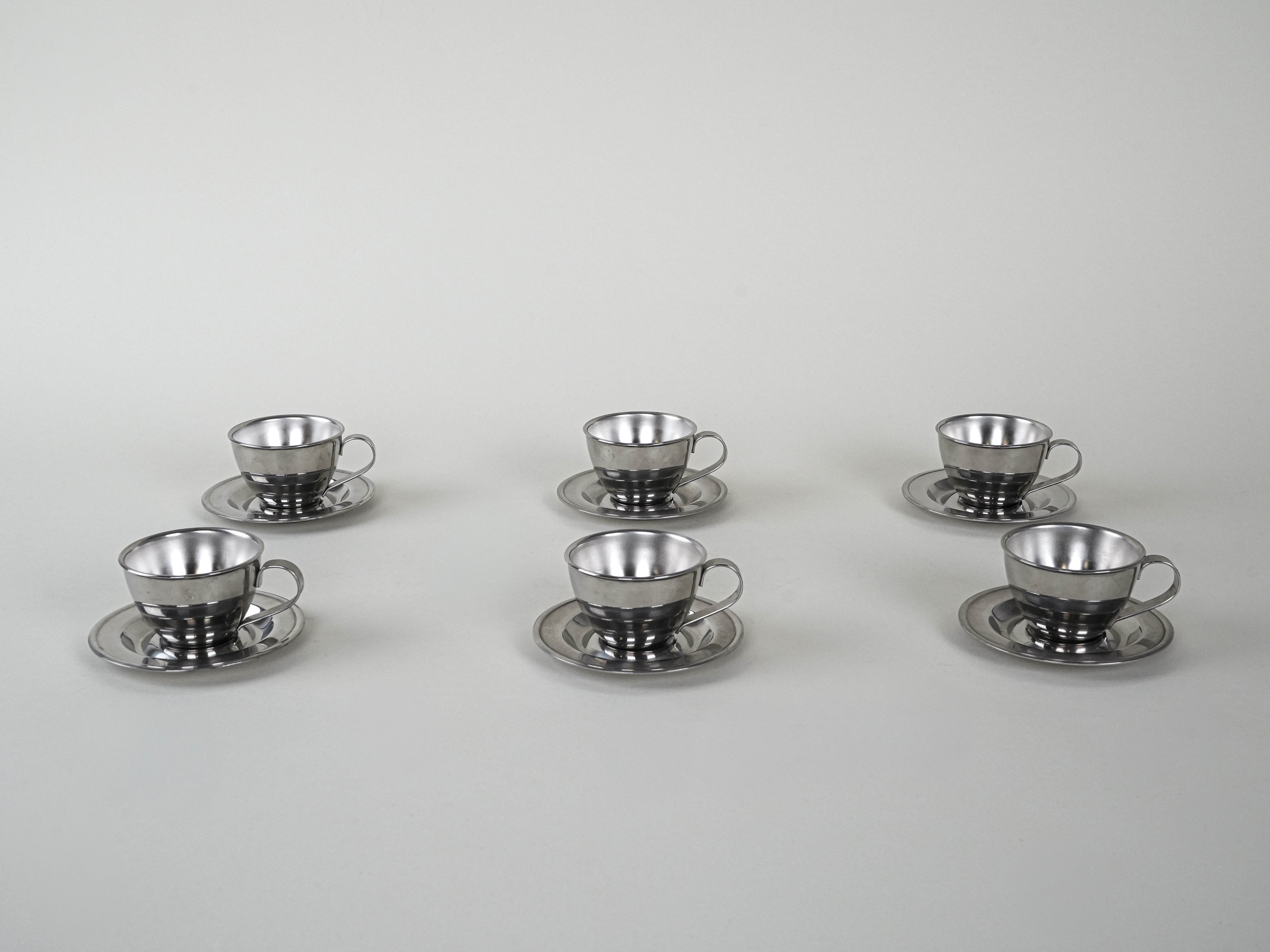 Stainless steel mug set Silver 1980s