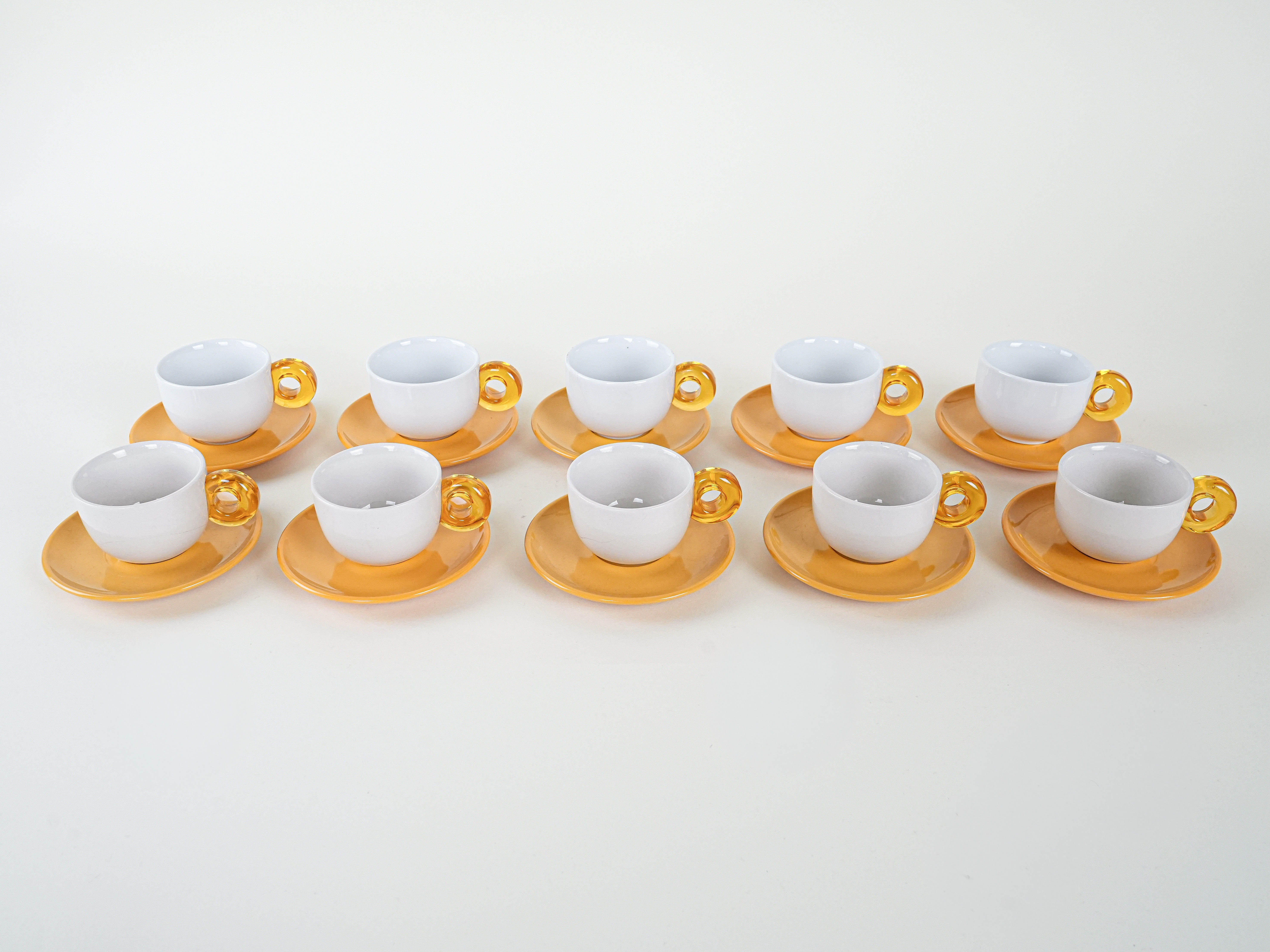 Porcelain cup set Gold White 1970s