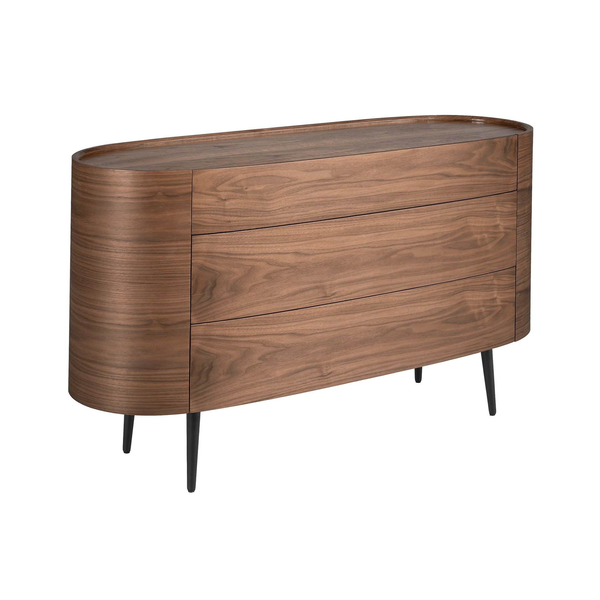 Walnut and black steel chest of drawers 7075