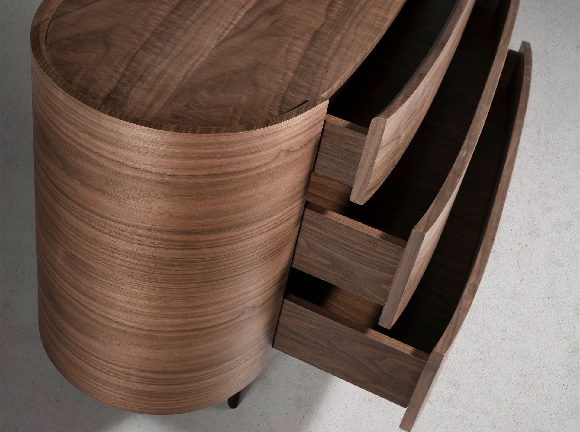 Walnut and black steel chest of drawers 7075