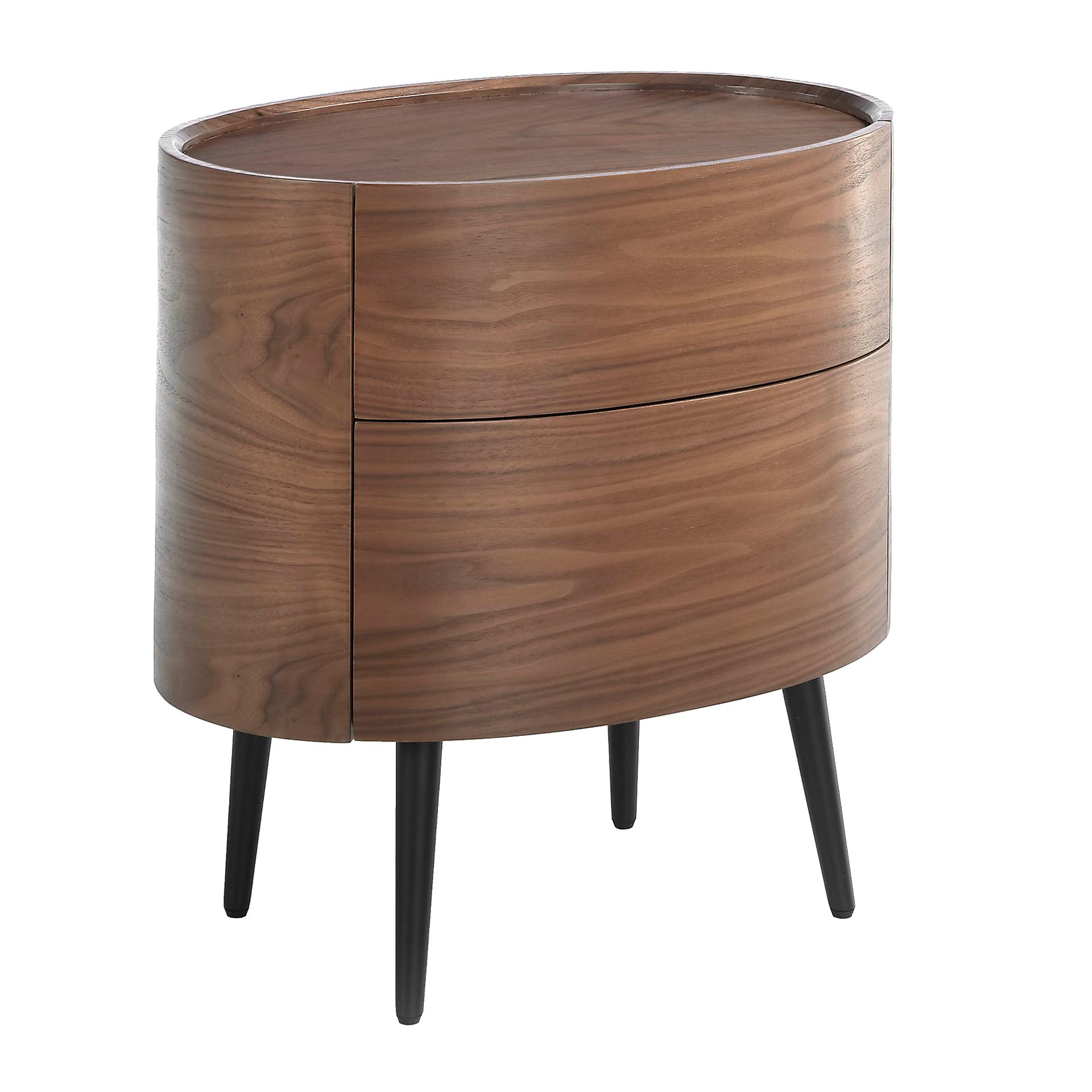 Bedside table walnut and black steel 7074