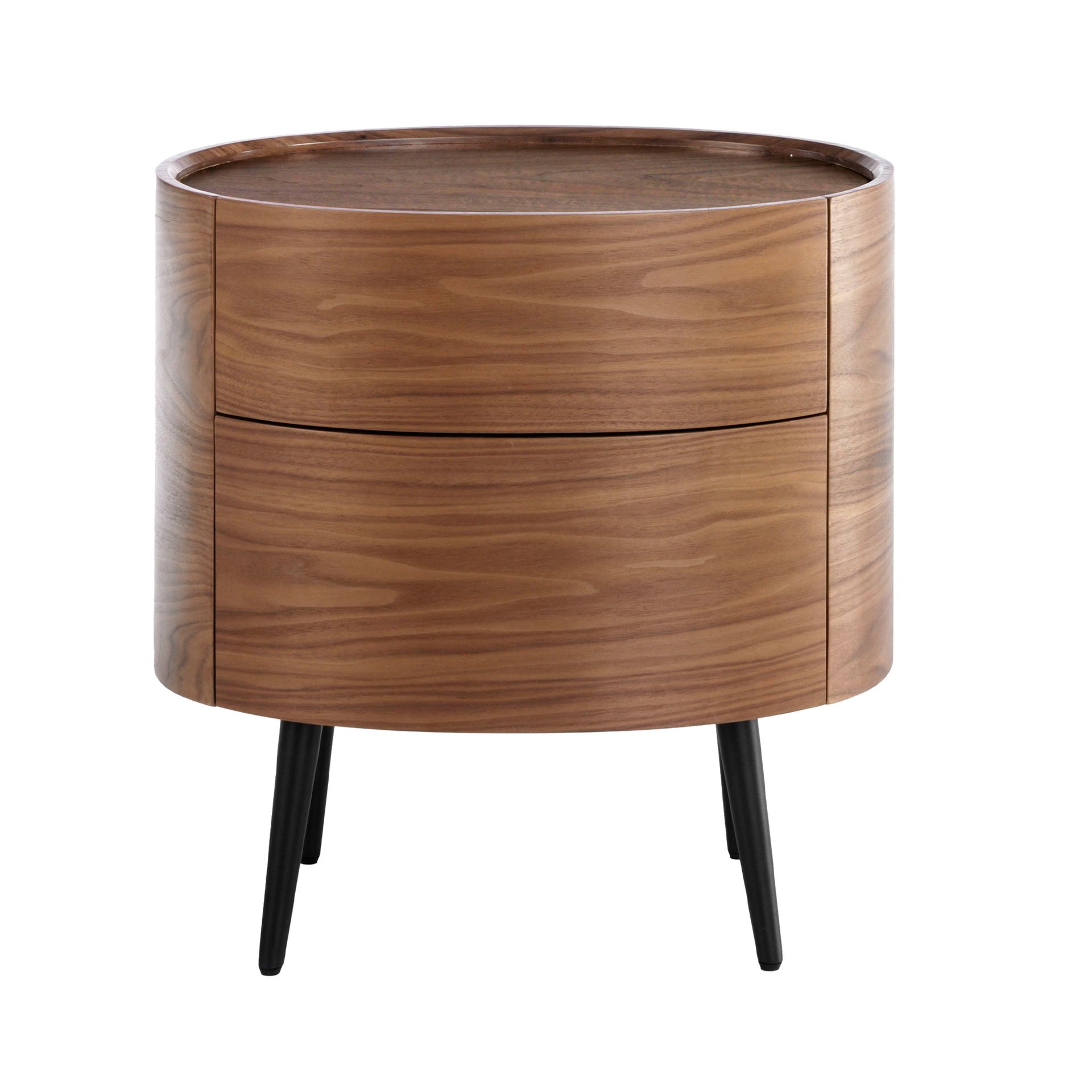 Bedside table walnut and black steel 7074