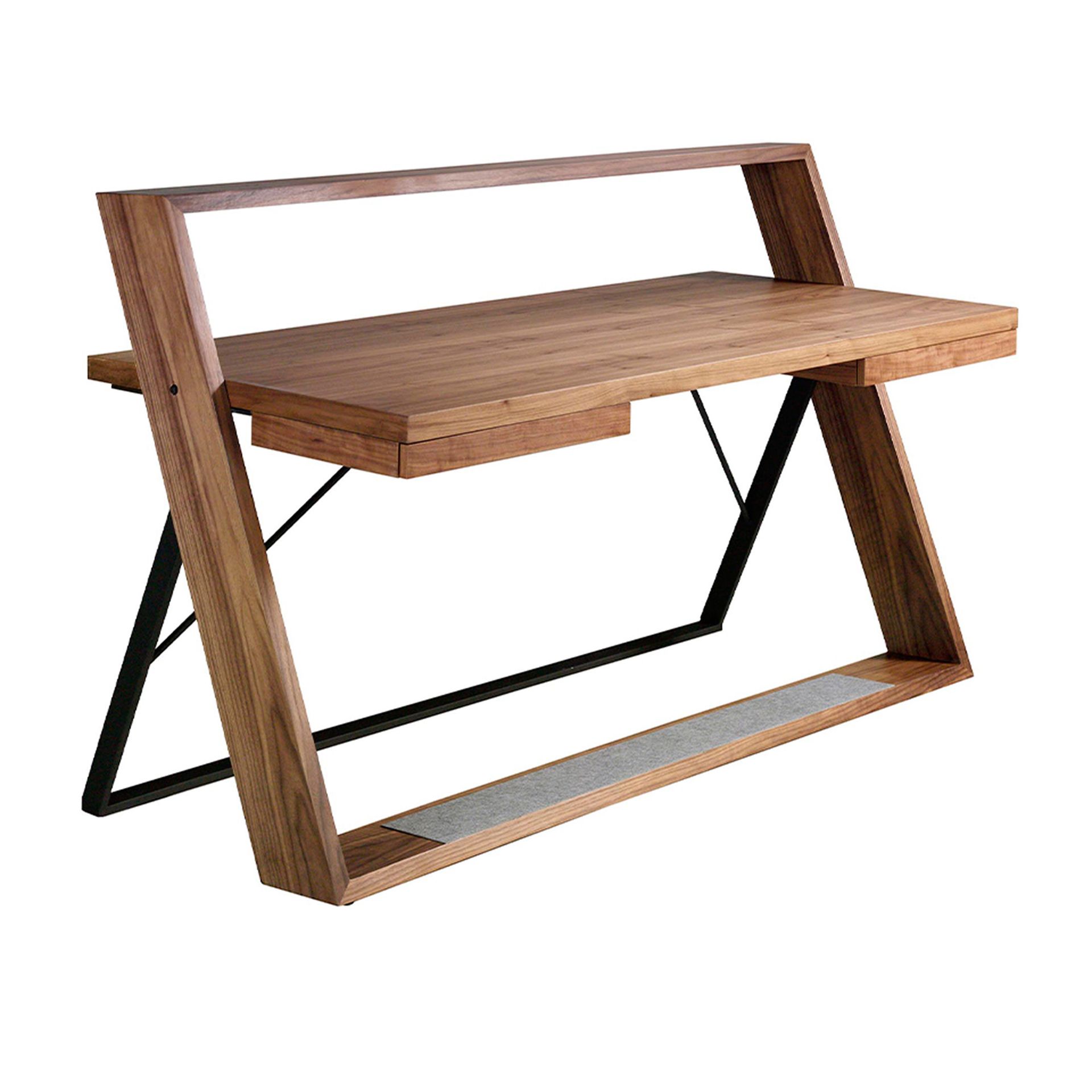 Walnut and black steel desk 3216
