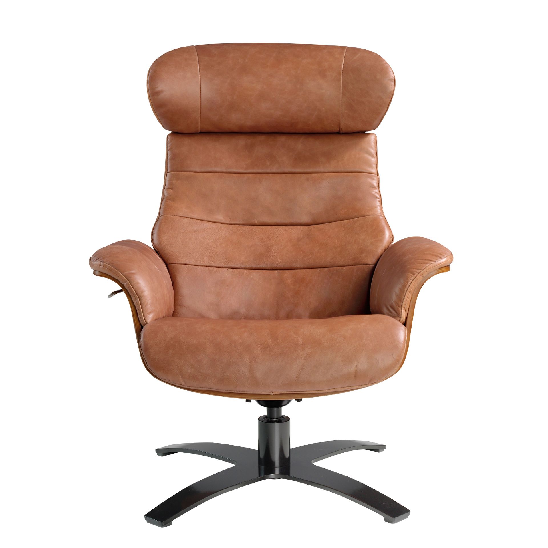 Reclining swivel armchair in brown leather 5083