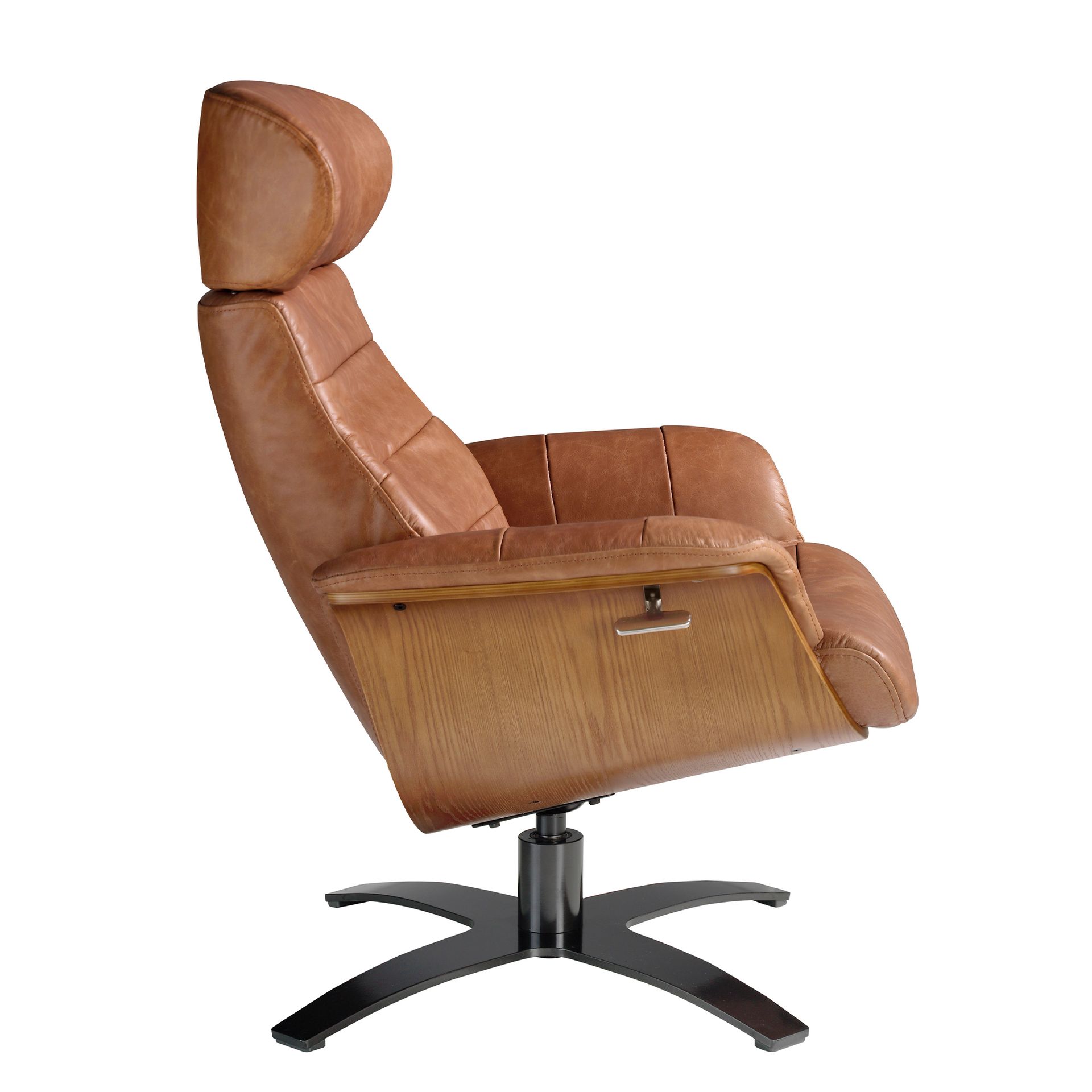 Reclining swivel armchair in brown leather 5083
