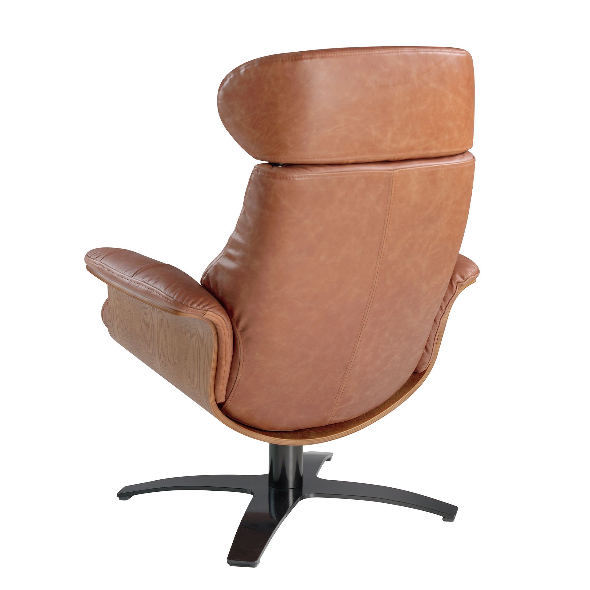 Reclining swivel armchair in brown leather 5083