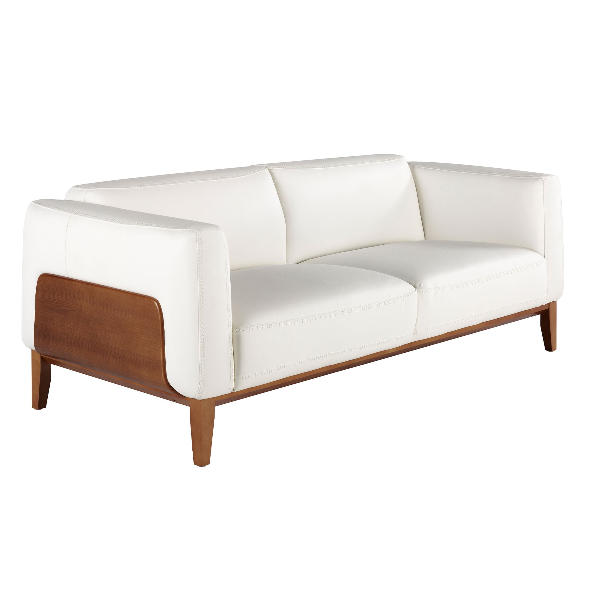White leather 3-seater sofa 6115