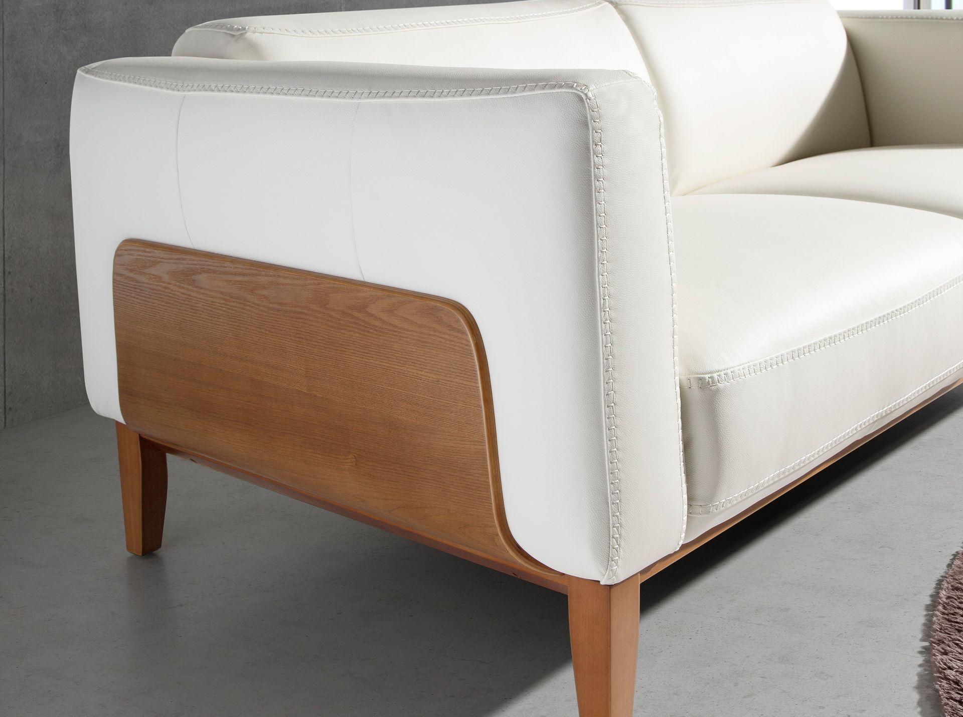 White leather 3-seater sofa 6115