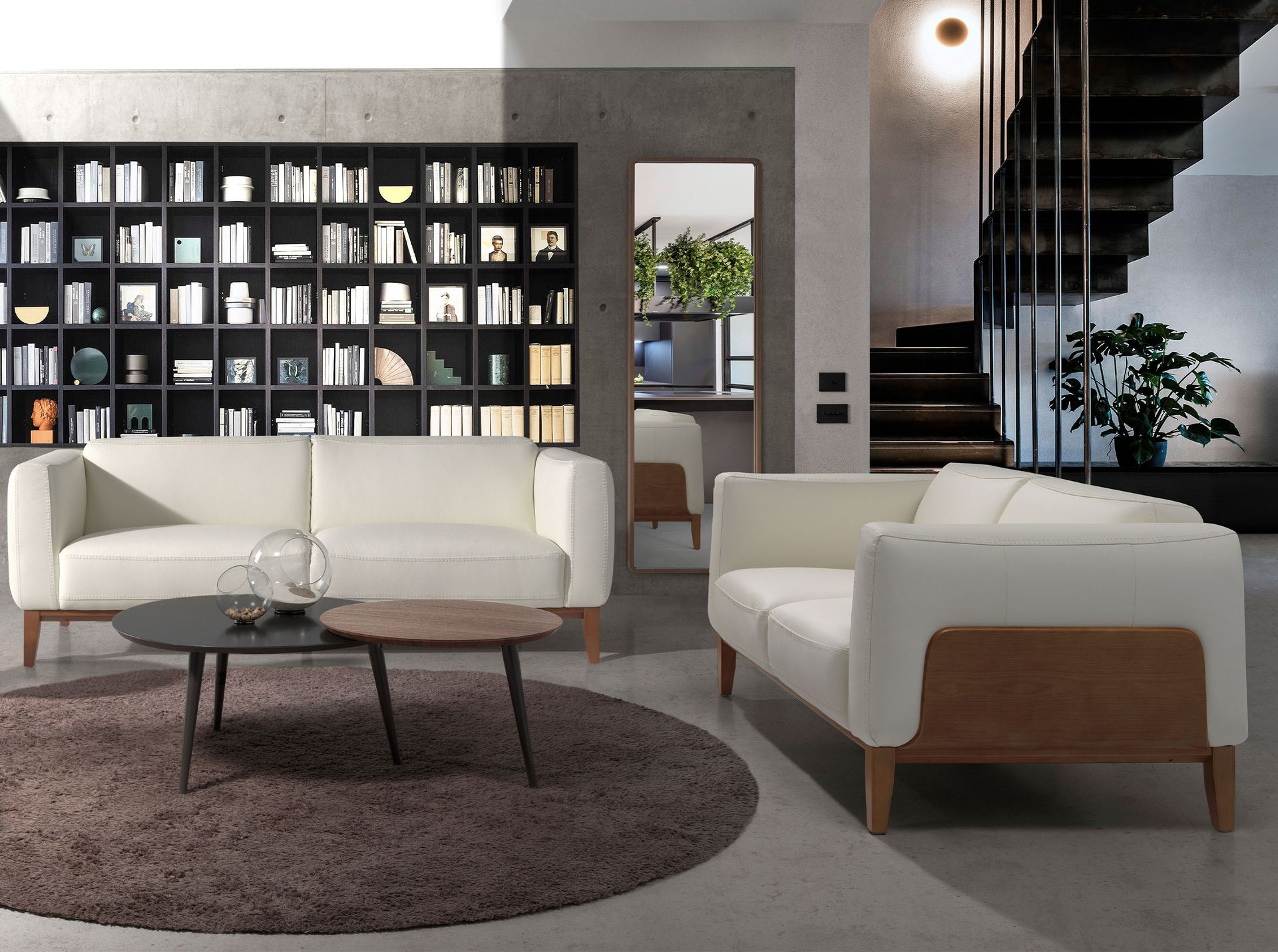 White leather 3-seater sofa 6115