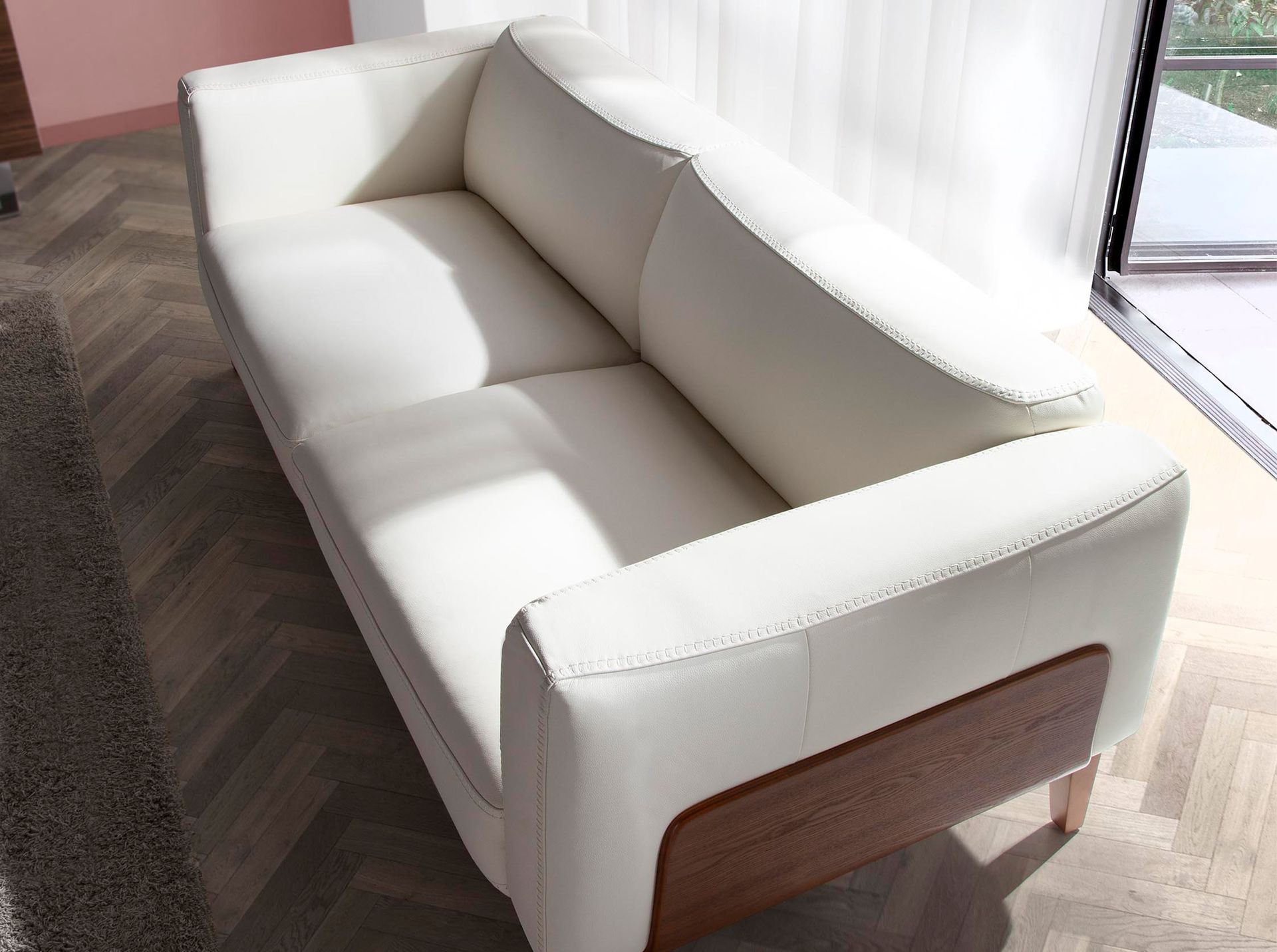 White leather 3-seater sofa 6115