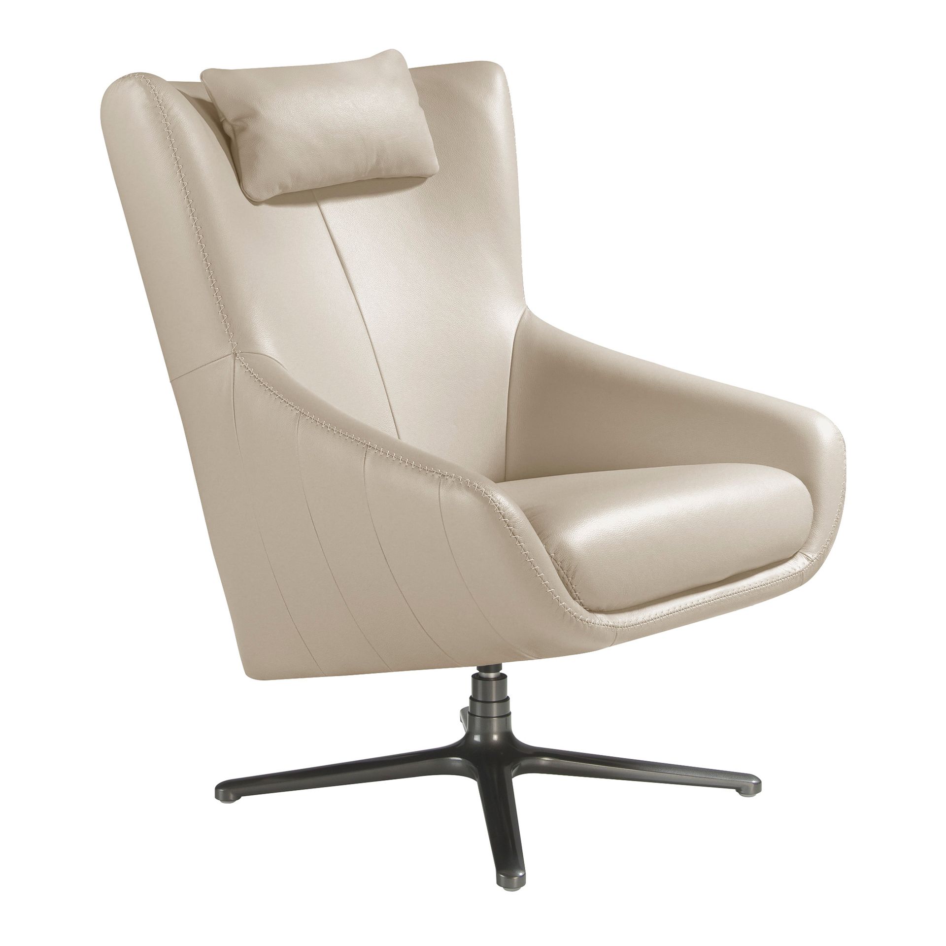 Grey taupe leather swivel armchair 5090
