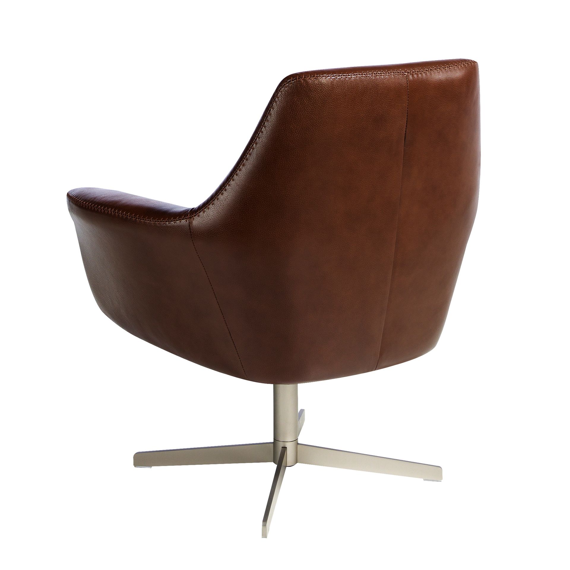Cognac brown leather swivel armchair 5093
