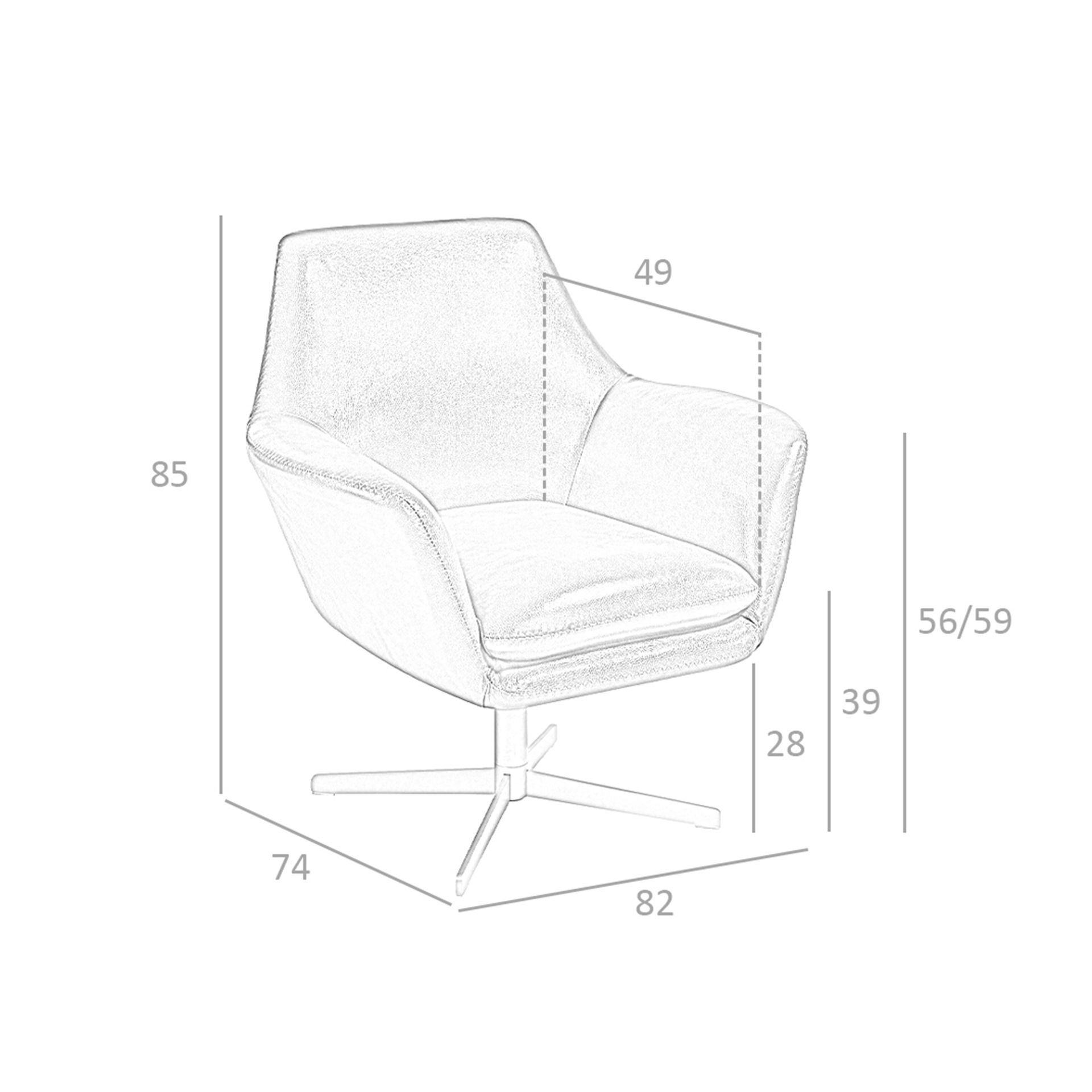 Cognac brown leather swivel armchair 5093