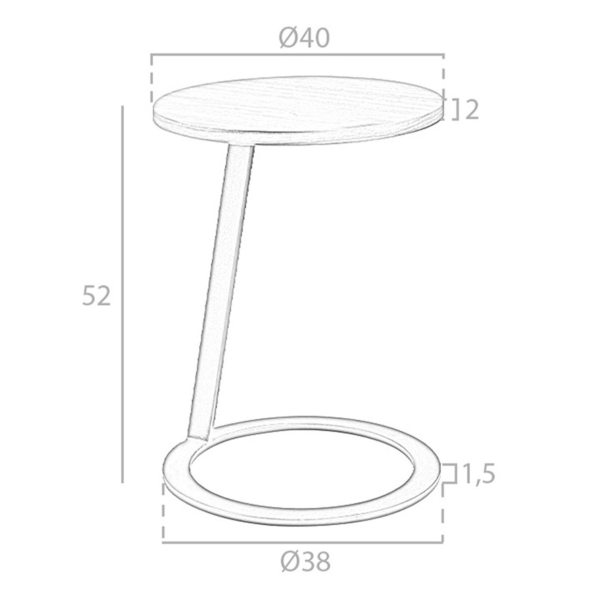 Round corner table walnut and black steel 2115