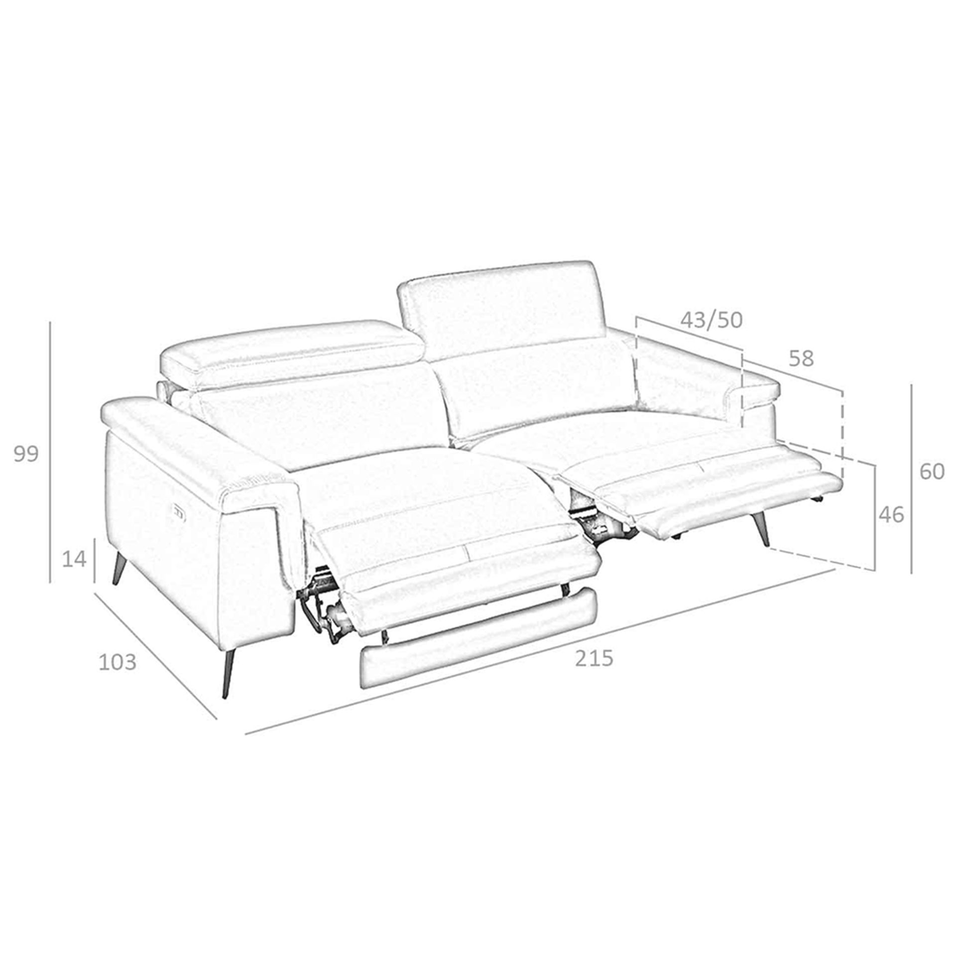 3 seater relaxation sofa in brown leather 6117