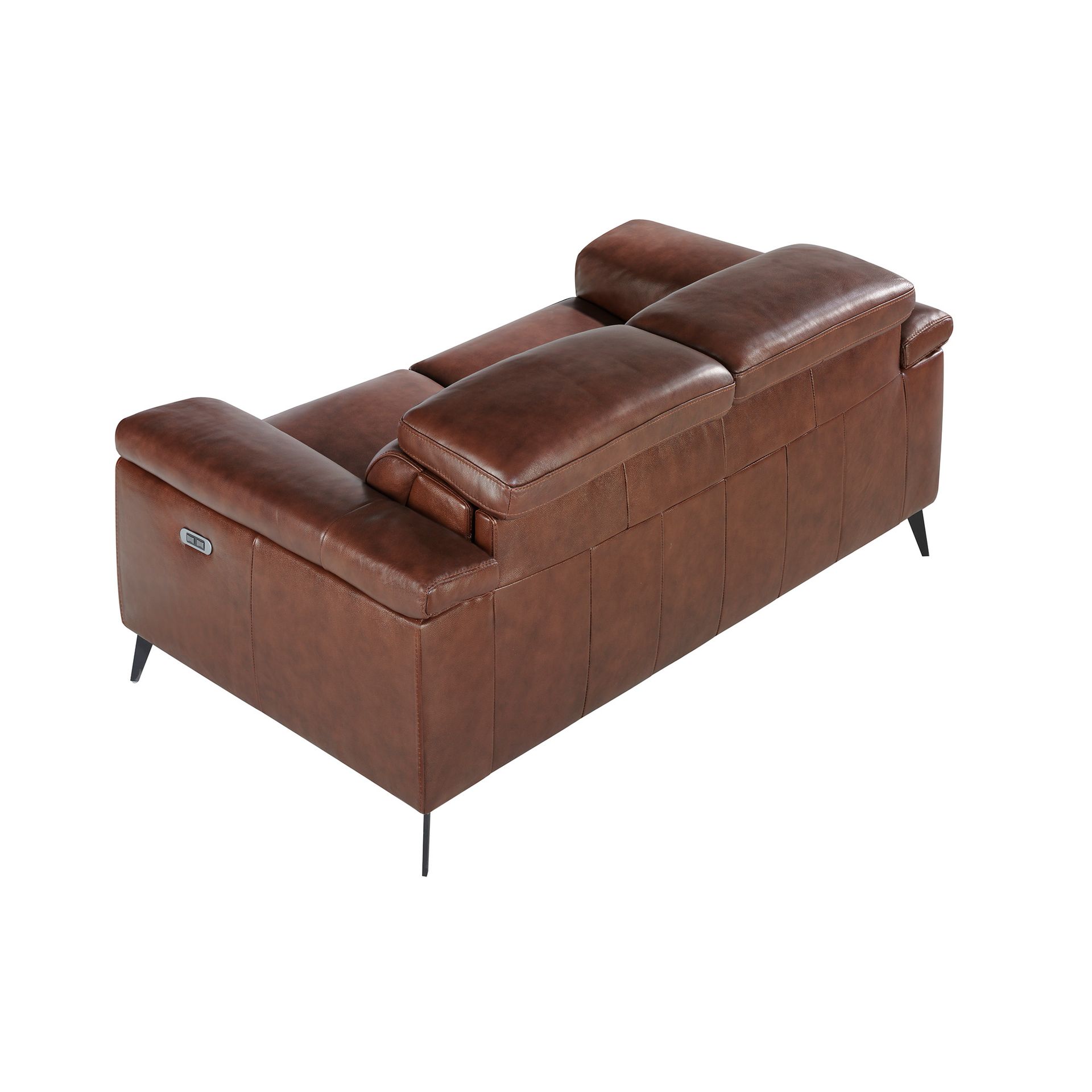 2 seater relaxation sofa in brown leather 6116