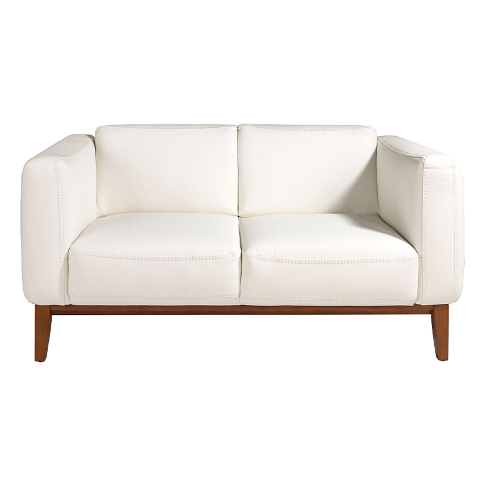 White leather 2-seater sofa 6118