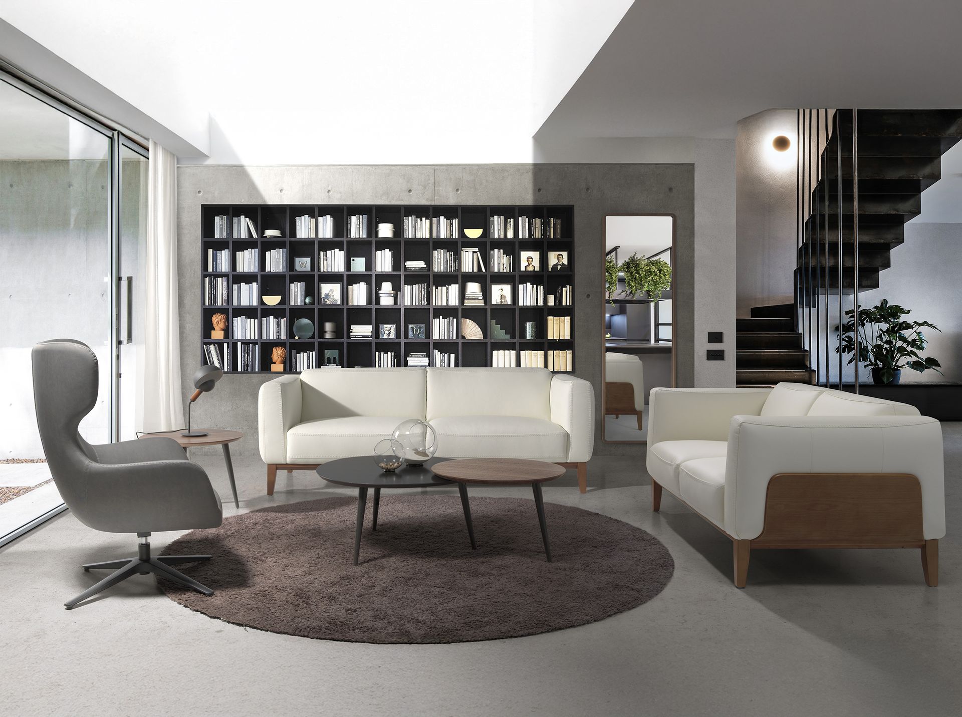 White leather 2-seater sofa 6118
