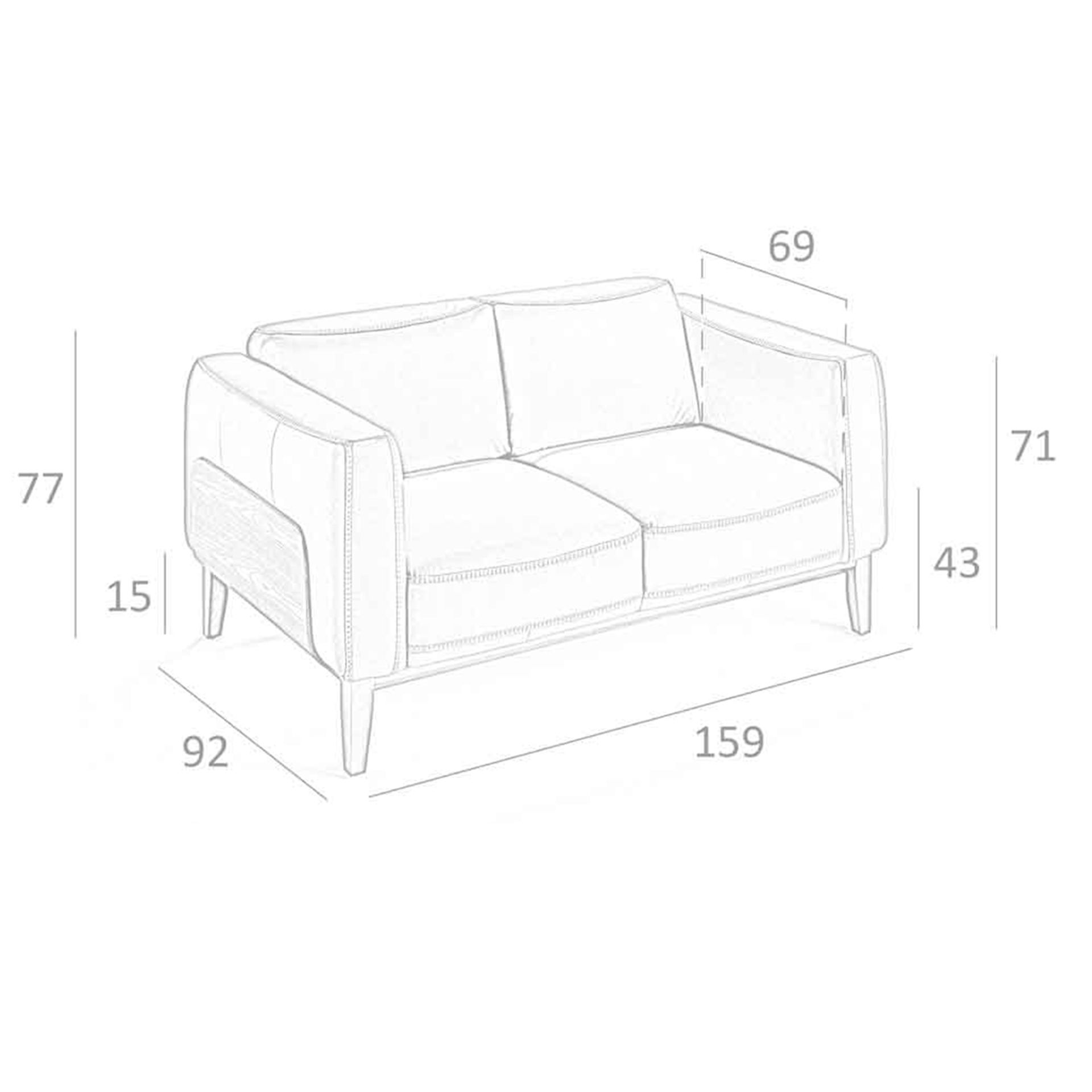 White leather 2-seater sofa 6118