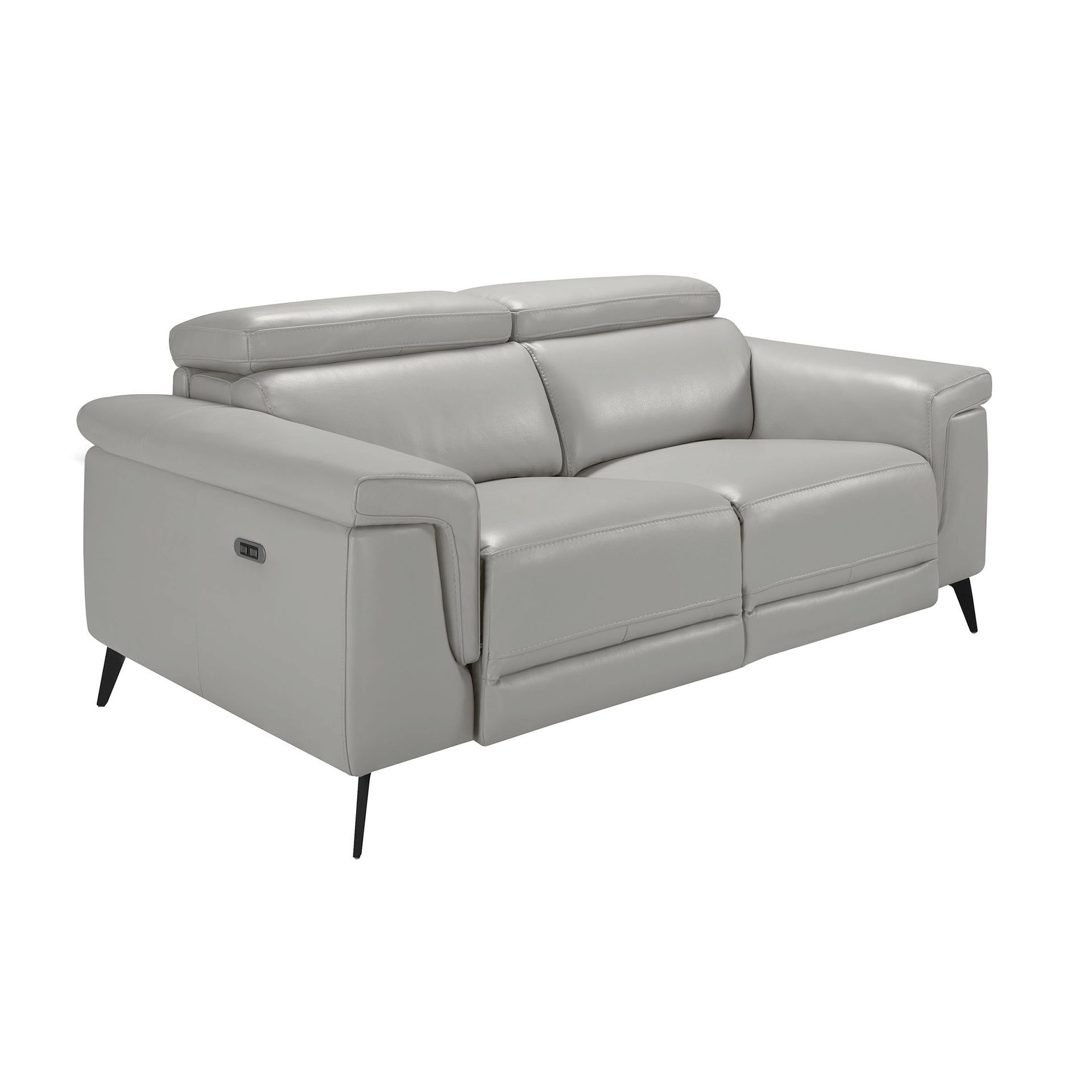 2 seater relaxation sofa in grey leather 6107