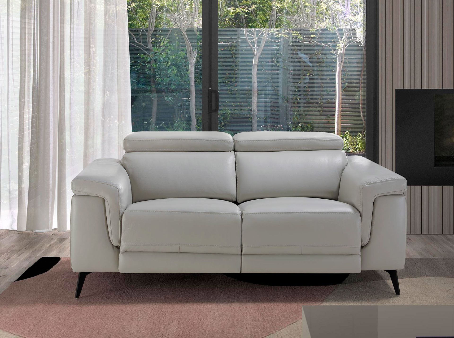 2 seater relaxation sofa in grey leather 6107