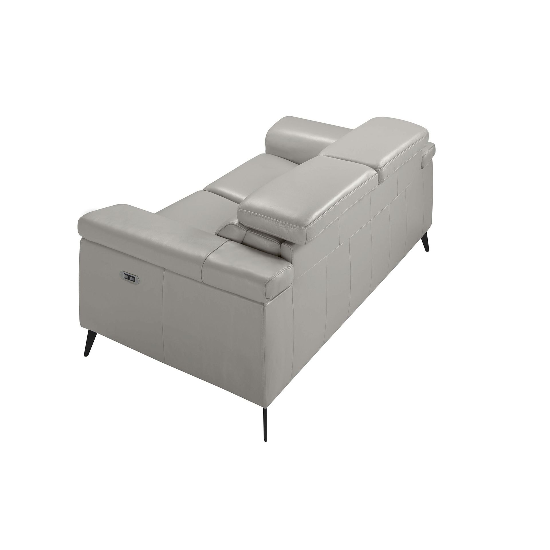 2 seater relaxation sofa in grey leather 6107