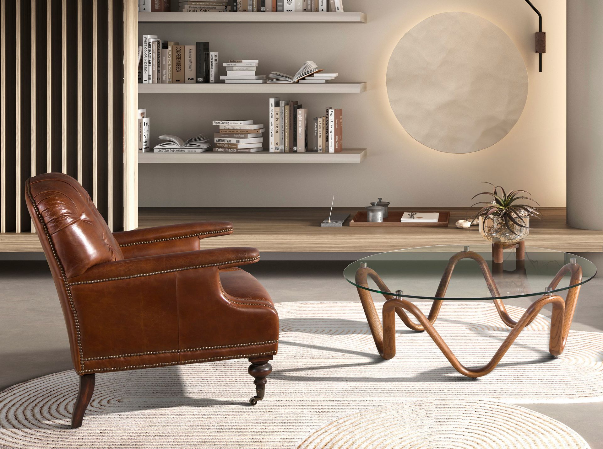 Coffee table 2124 Walnut wood Glass Brown