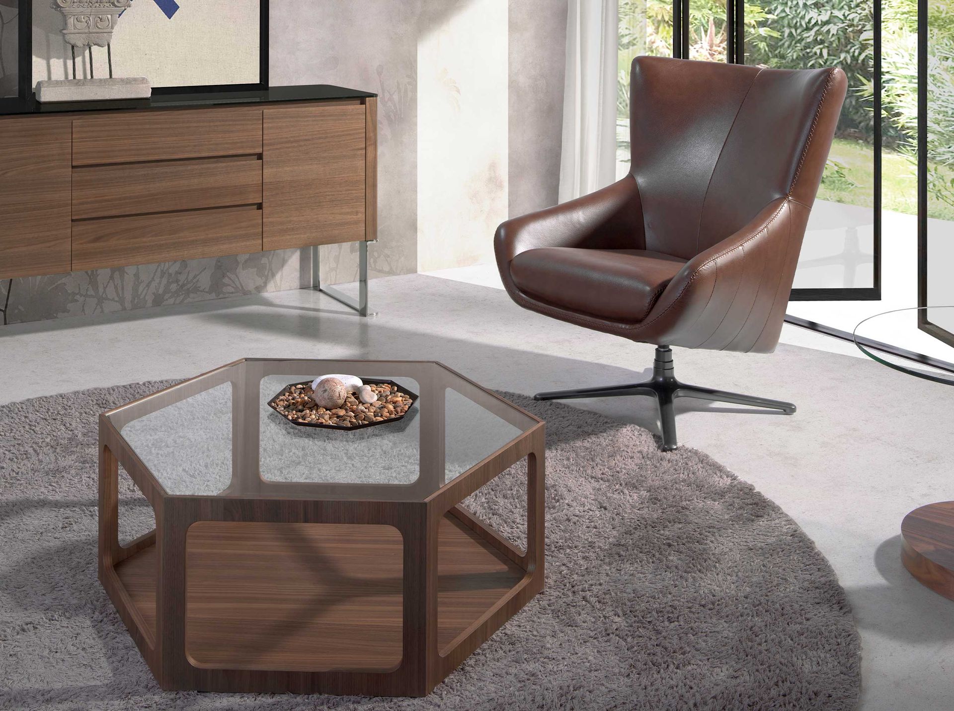 Sessel 5089 Drehbar Leder Cognacbraun