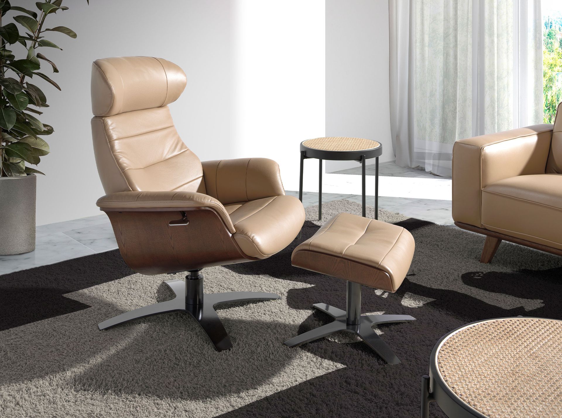 Ottoman 5088 Leder Sand