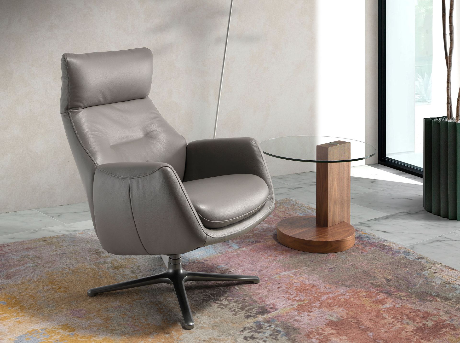 Sessel 5092 Drehbar Leder Grau