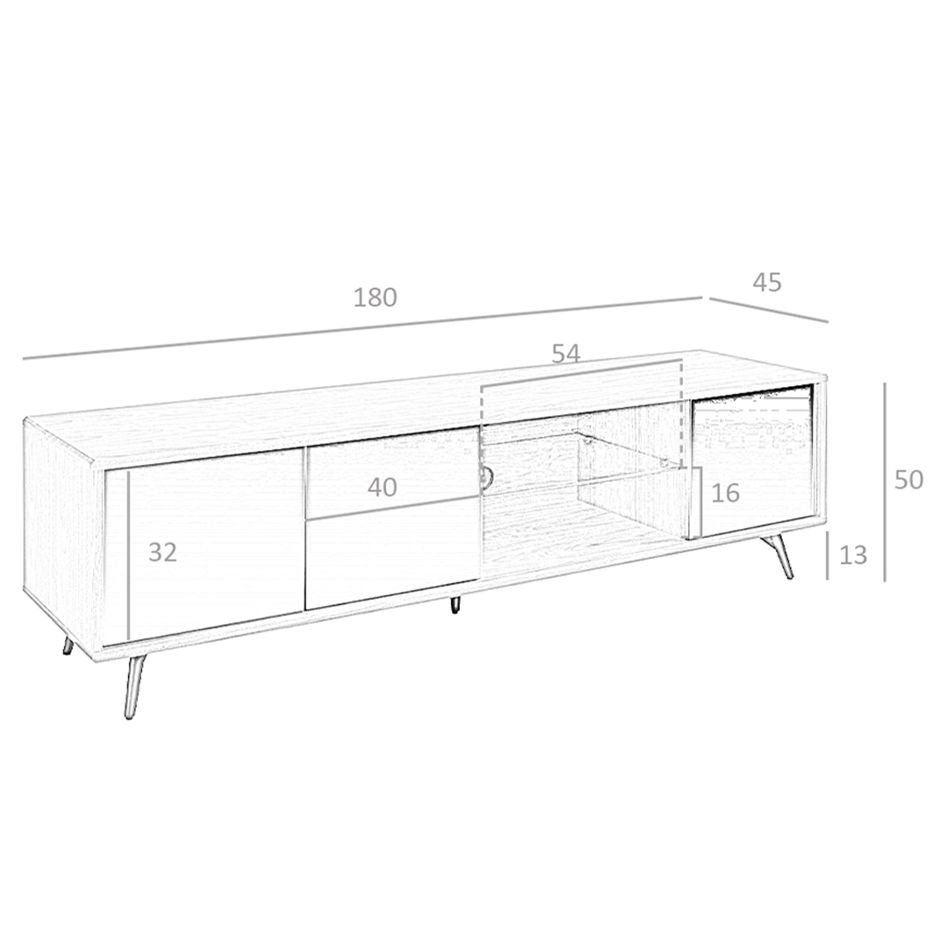 TV Lowboard 3223 Glas Braun Schwarz