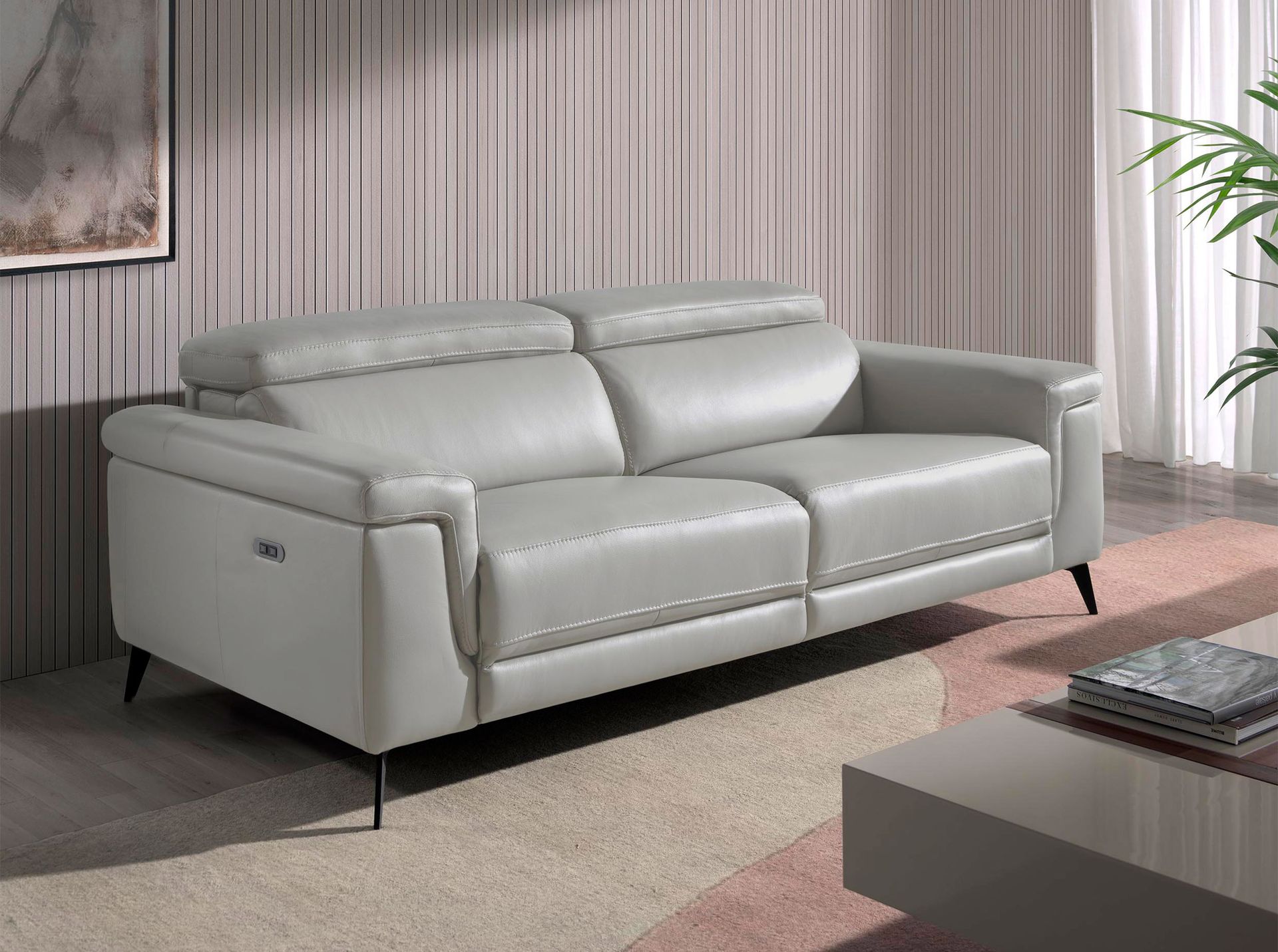 Sofa 3-Seater 6108 with Relax System Leather Grey