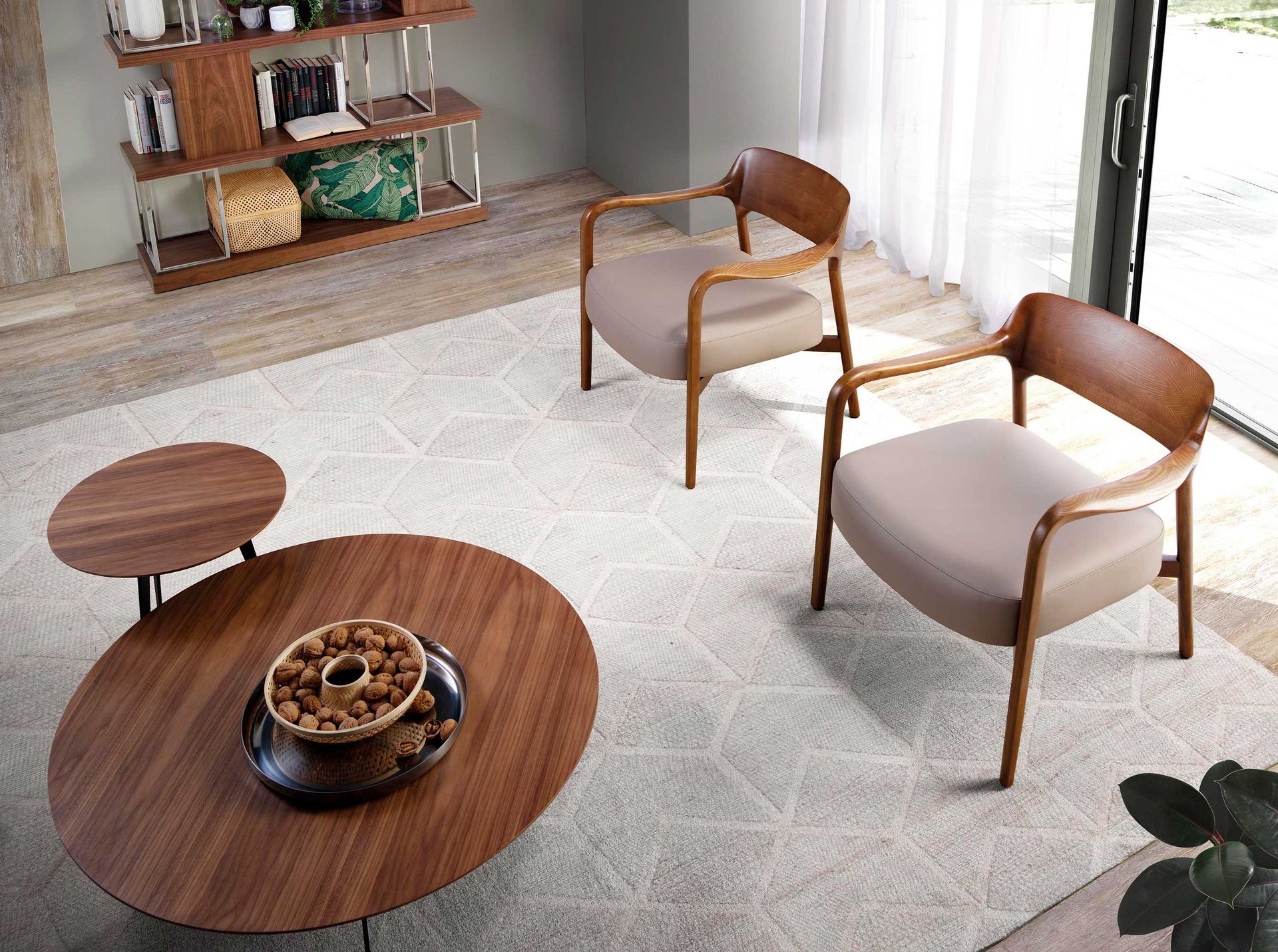 Chair 5082 Wood Faux Leather Taupe
