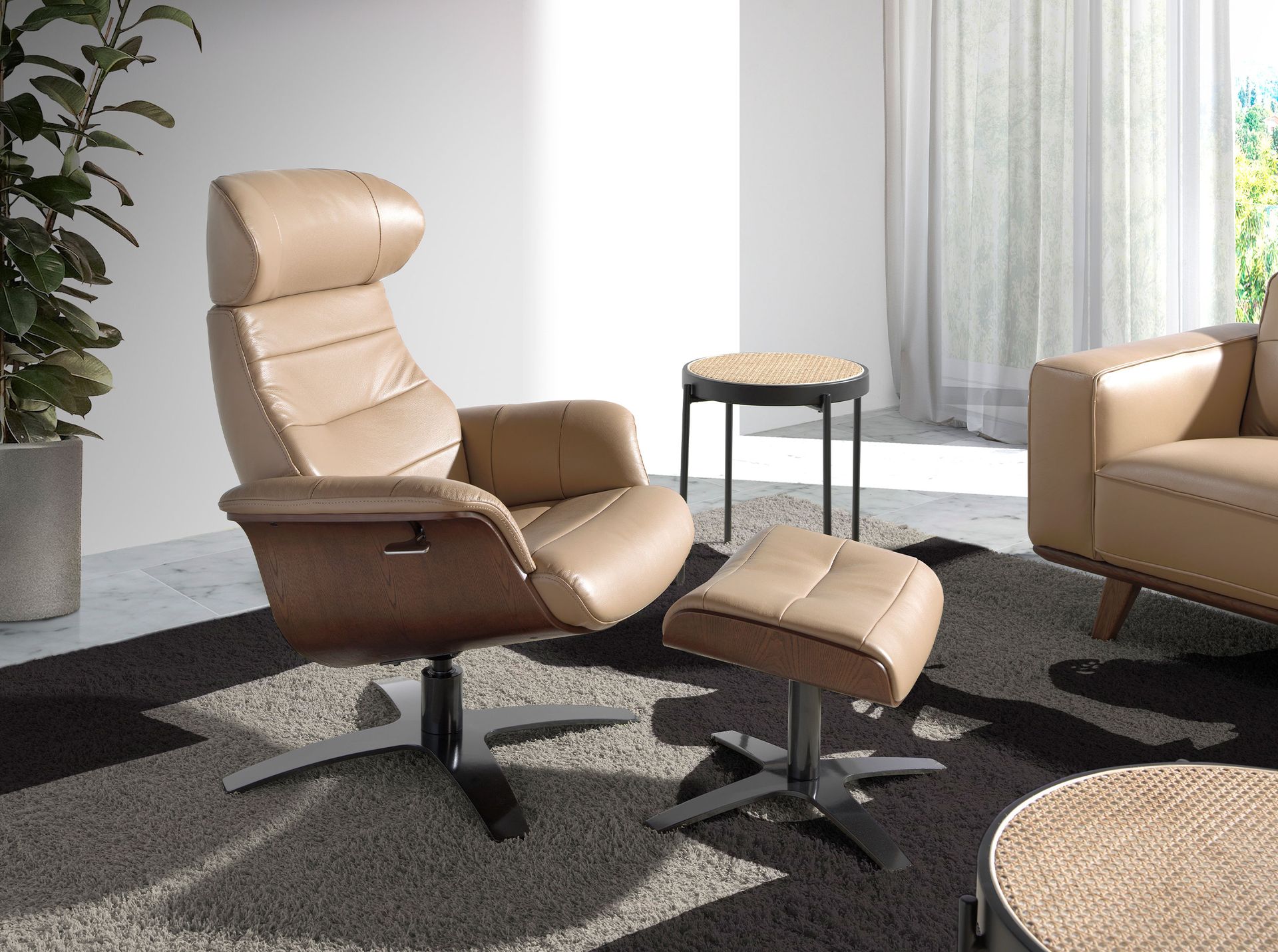 Sessel 5087 Drehbar Leder Sand
