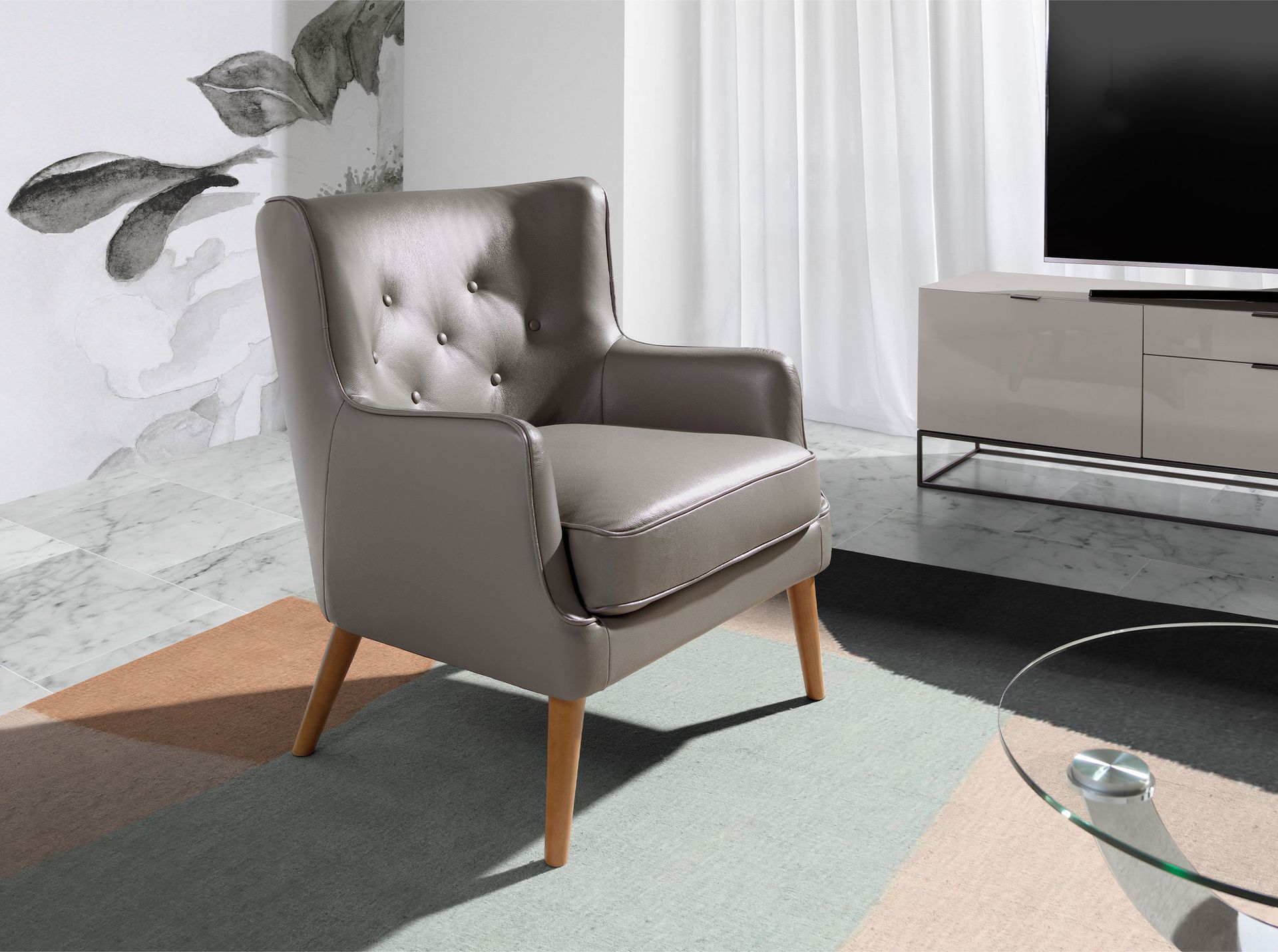 Chester Armchair 5085 Leather Dark Grey