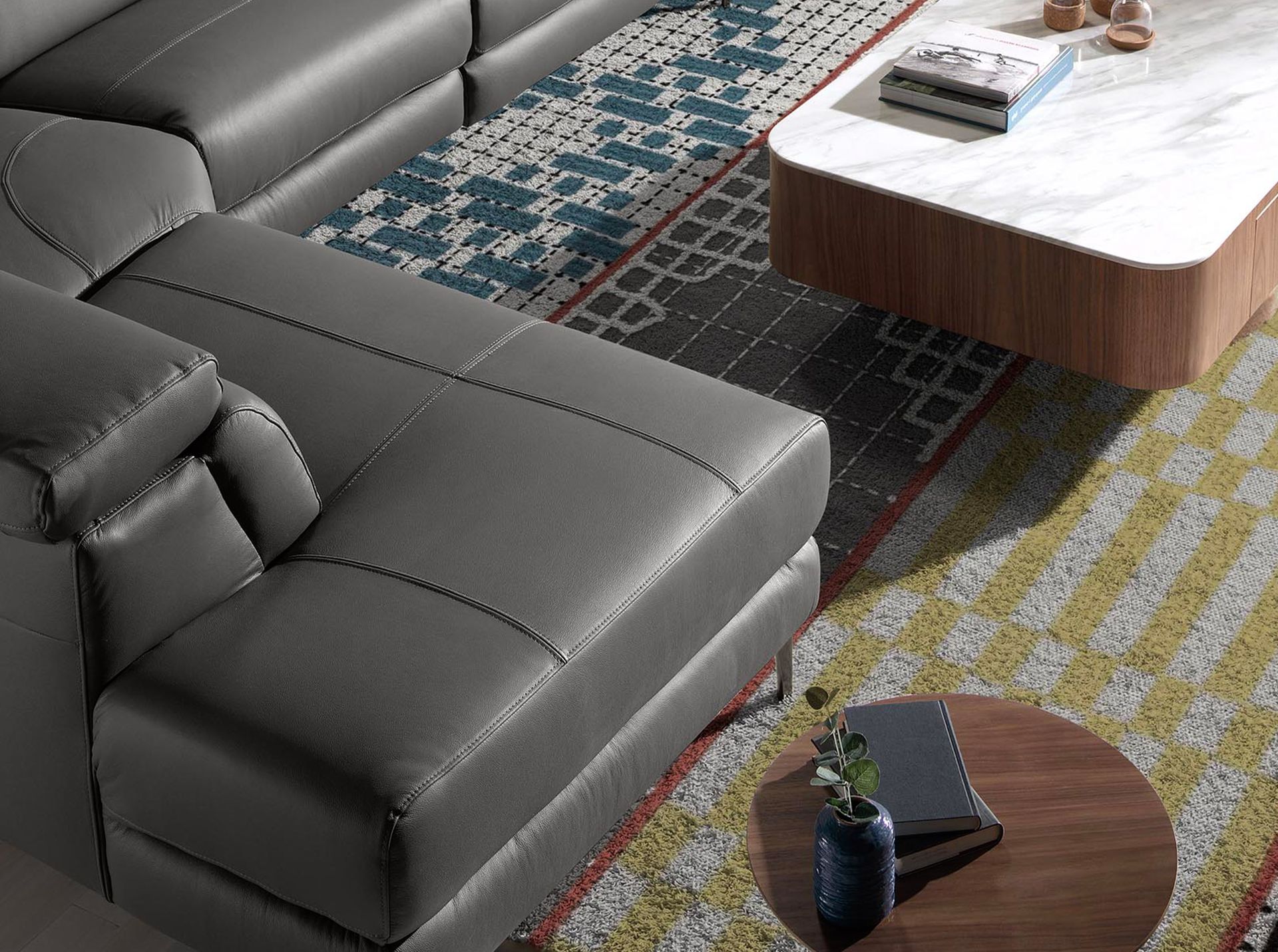 Sofa Recamiere Left 6112 with Relax System Grey Leather