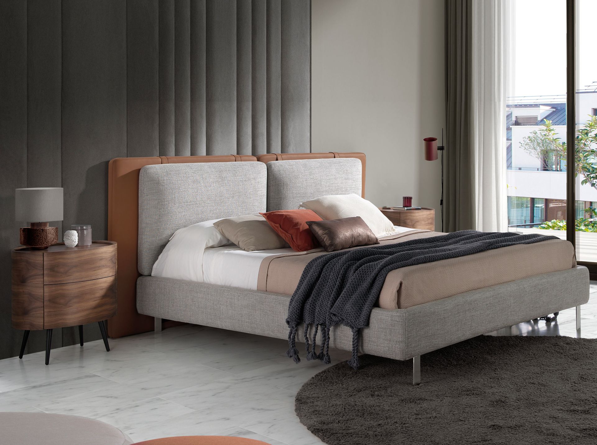 Letto matrimoniale 7123 ecopelle marrone