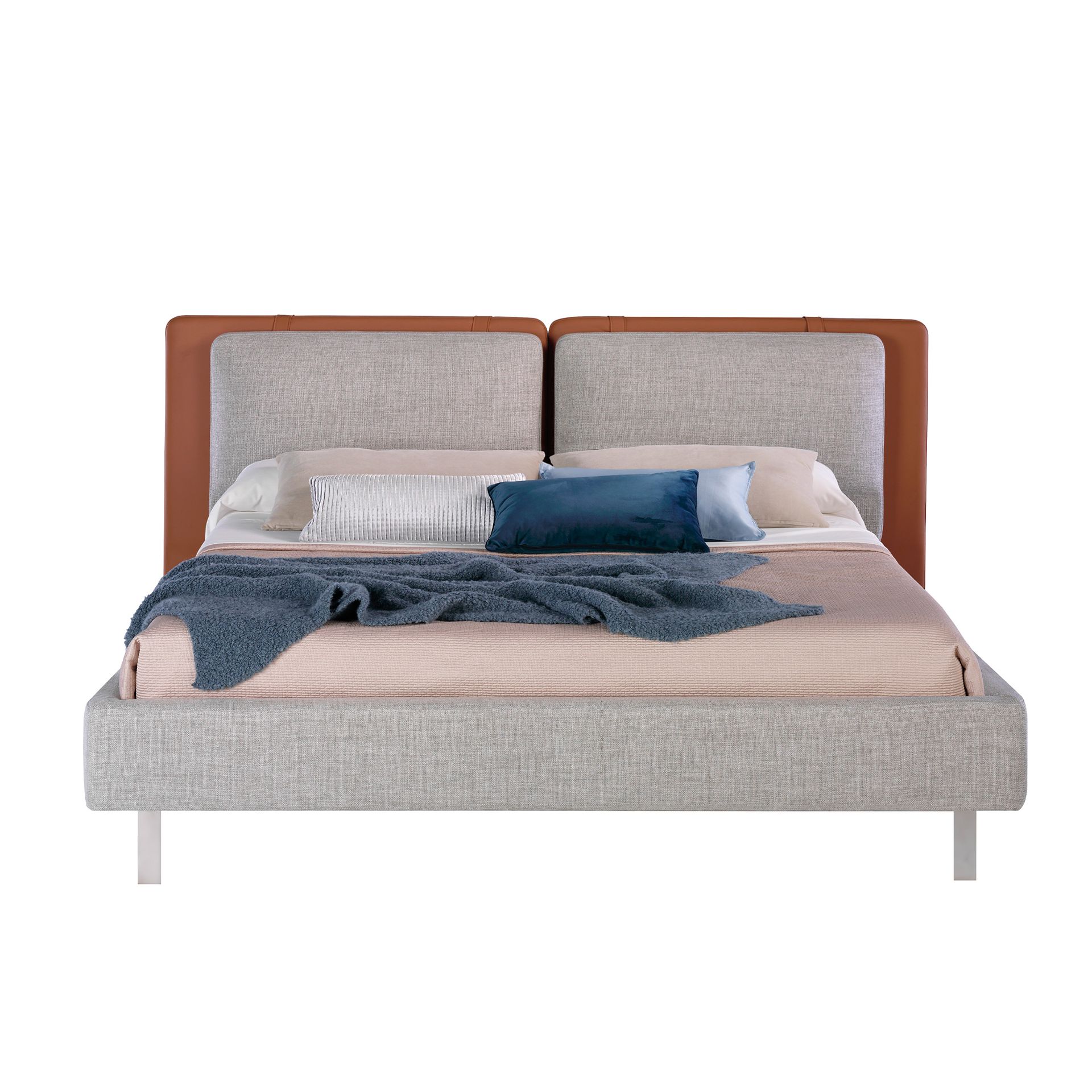 Double bed 7123 Faux leather Brown