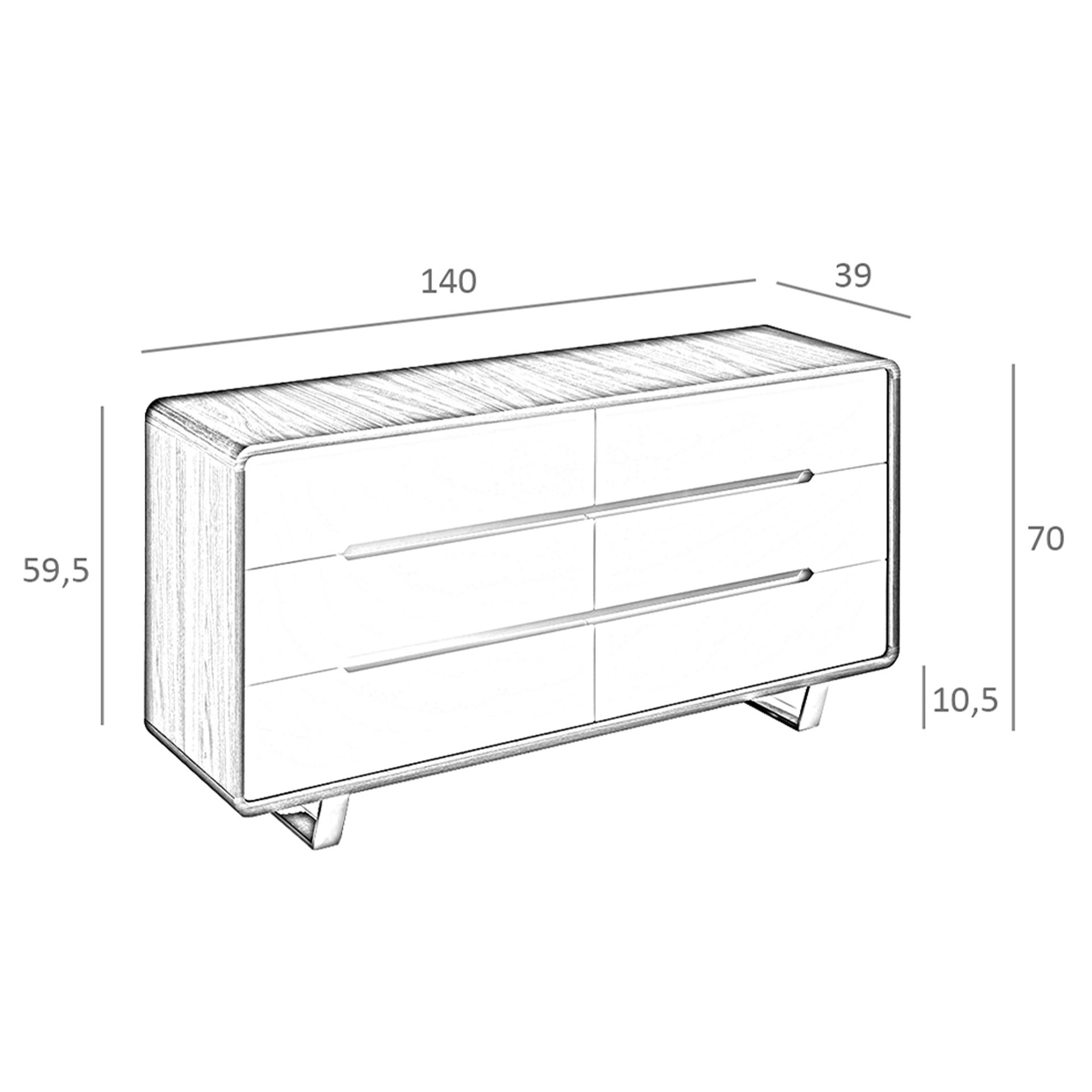 Kommode 7106 Braun Weiß